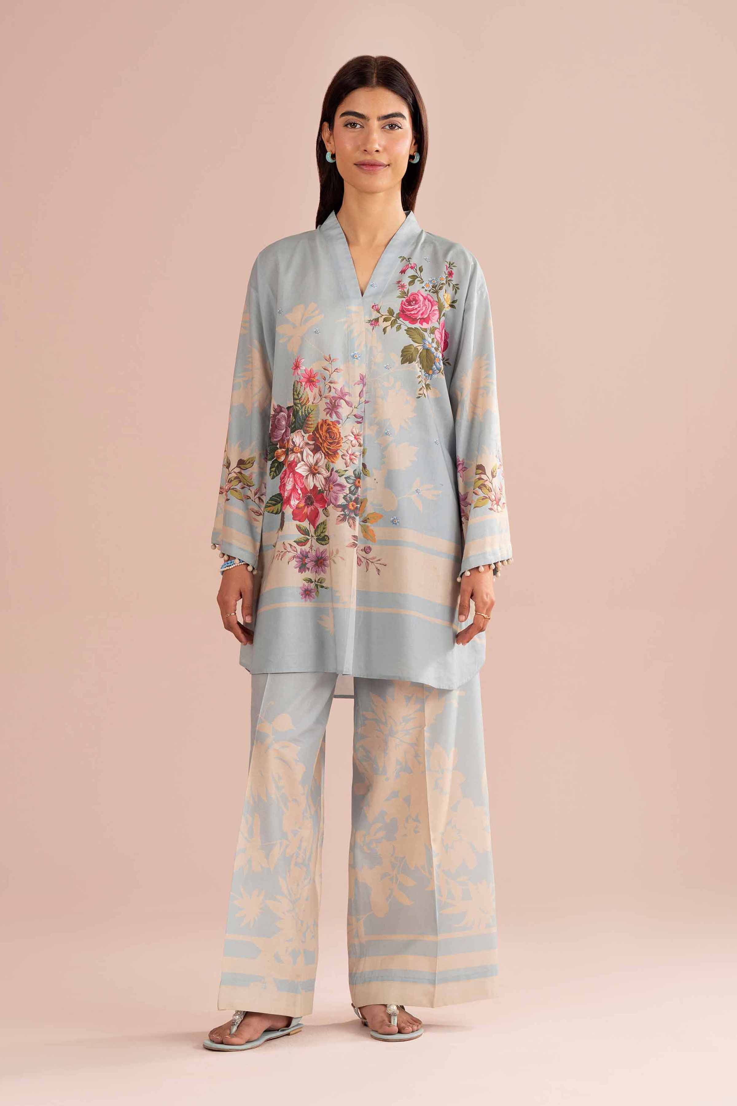 NishatUK - Blue Printed Lawn 2-piece ready to wear Dress