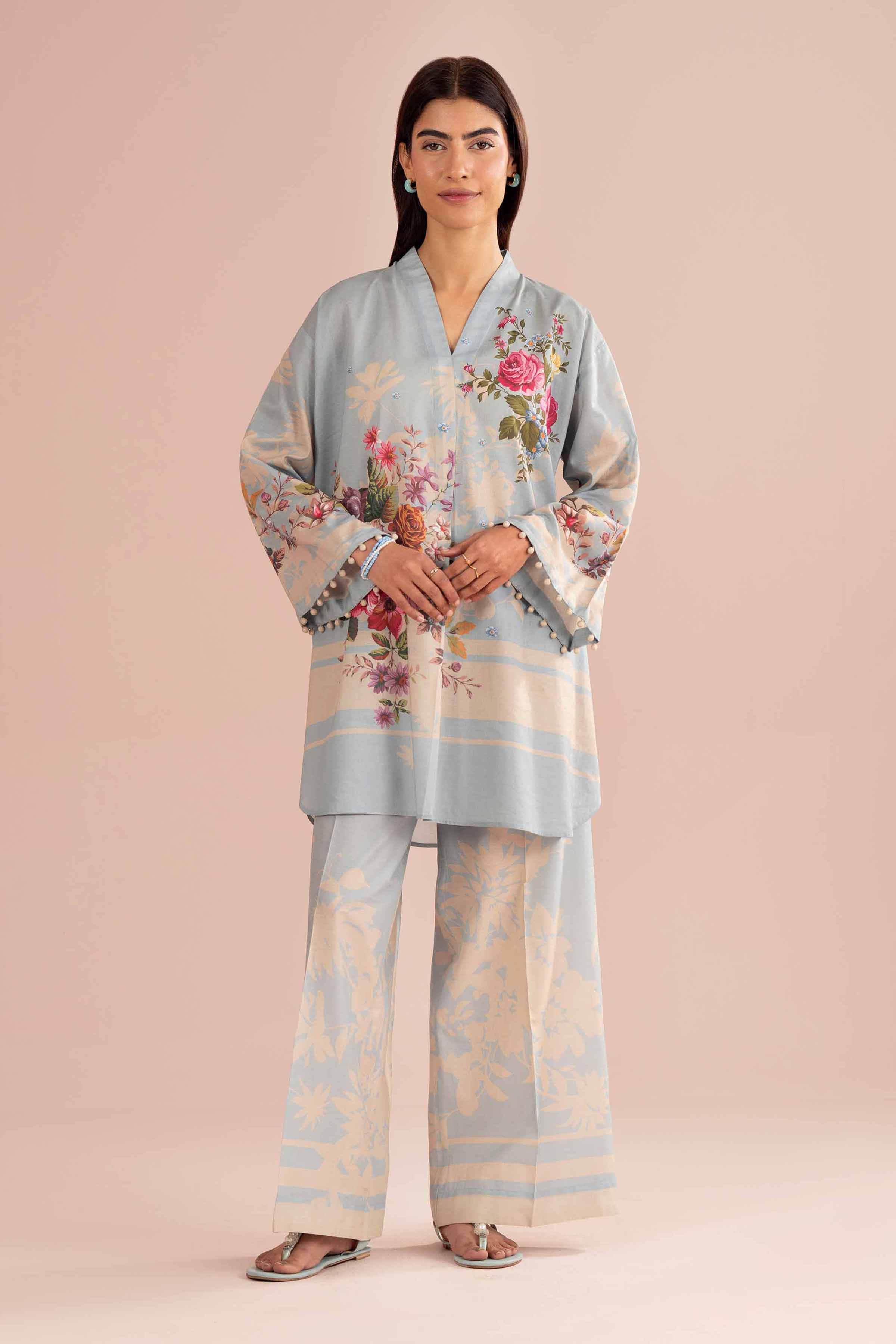 NishatUK - Blue Printed Lawn 2-piece ready to wear Dress
