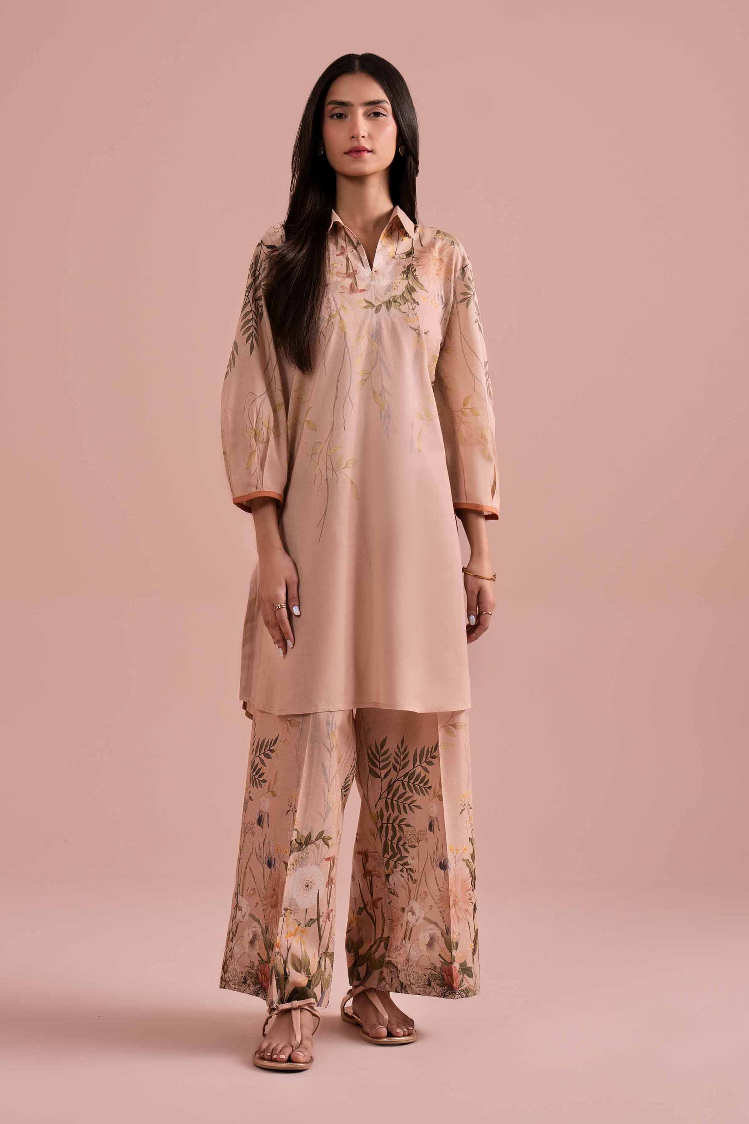 NishatUK - Beige Printed Lawn 2-piece ready to wear Dress