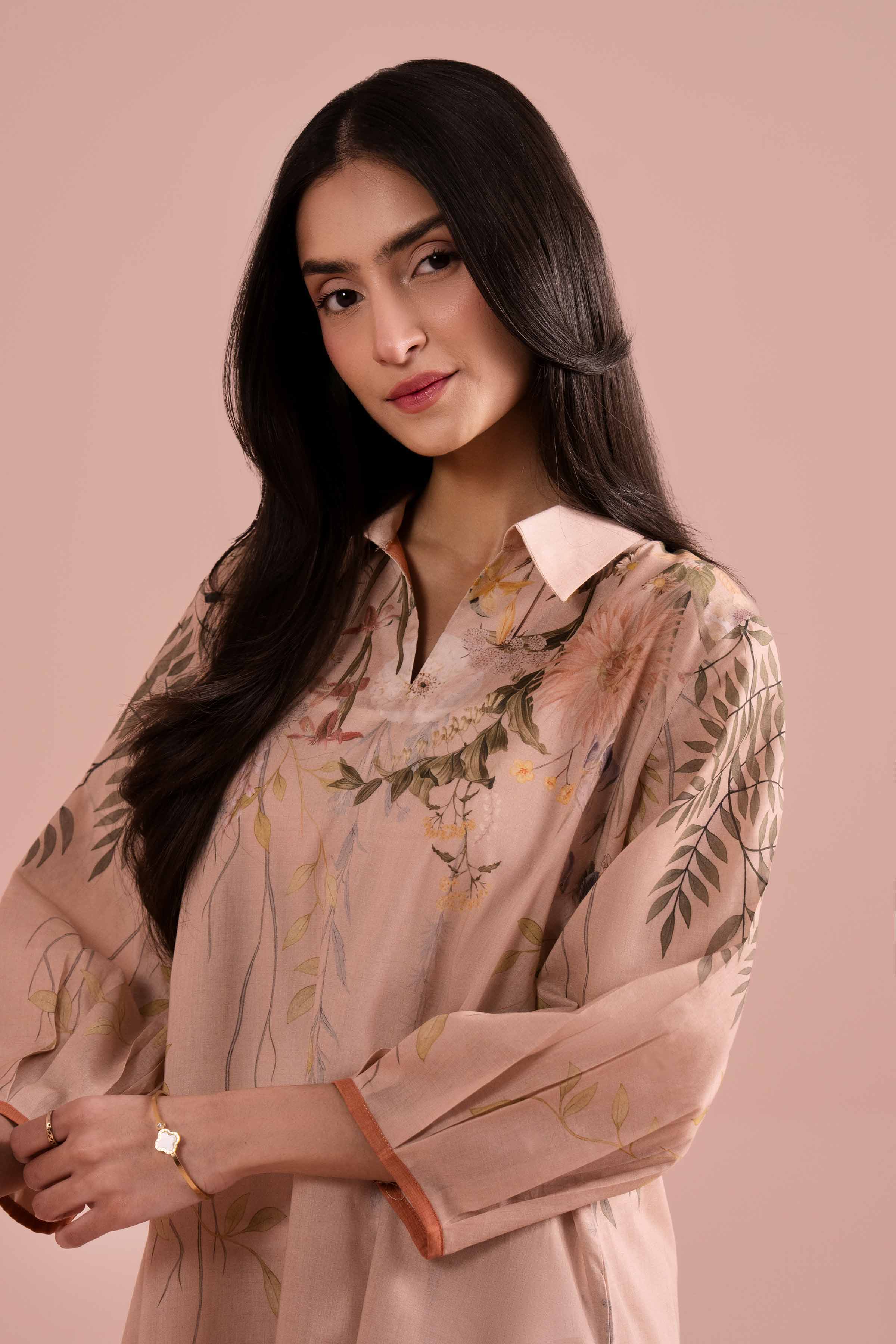 NishatUK - Beige Printed Lawn 2-piece ready to wear Dress