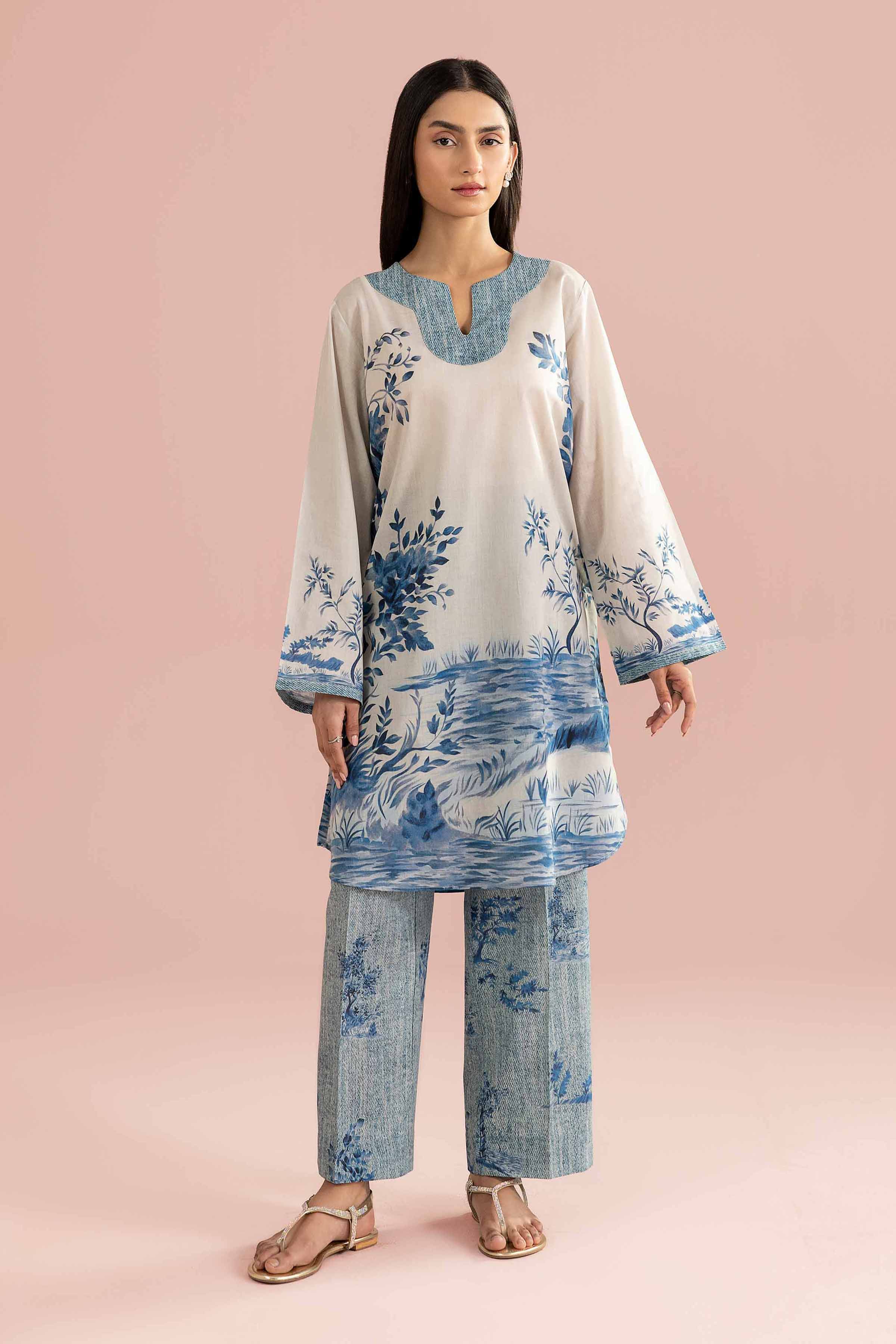 NishatUK - Grey Printed Lawn 2-piece ready to wear Dress