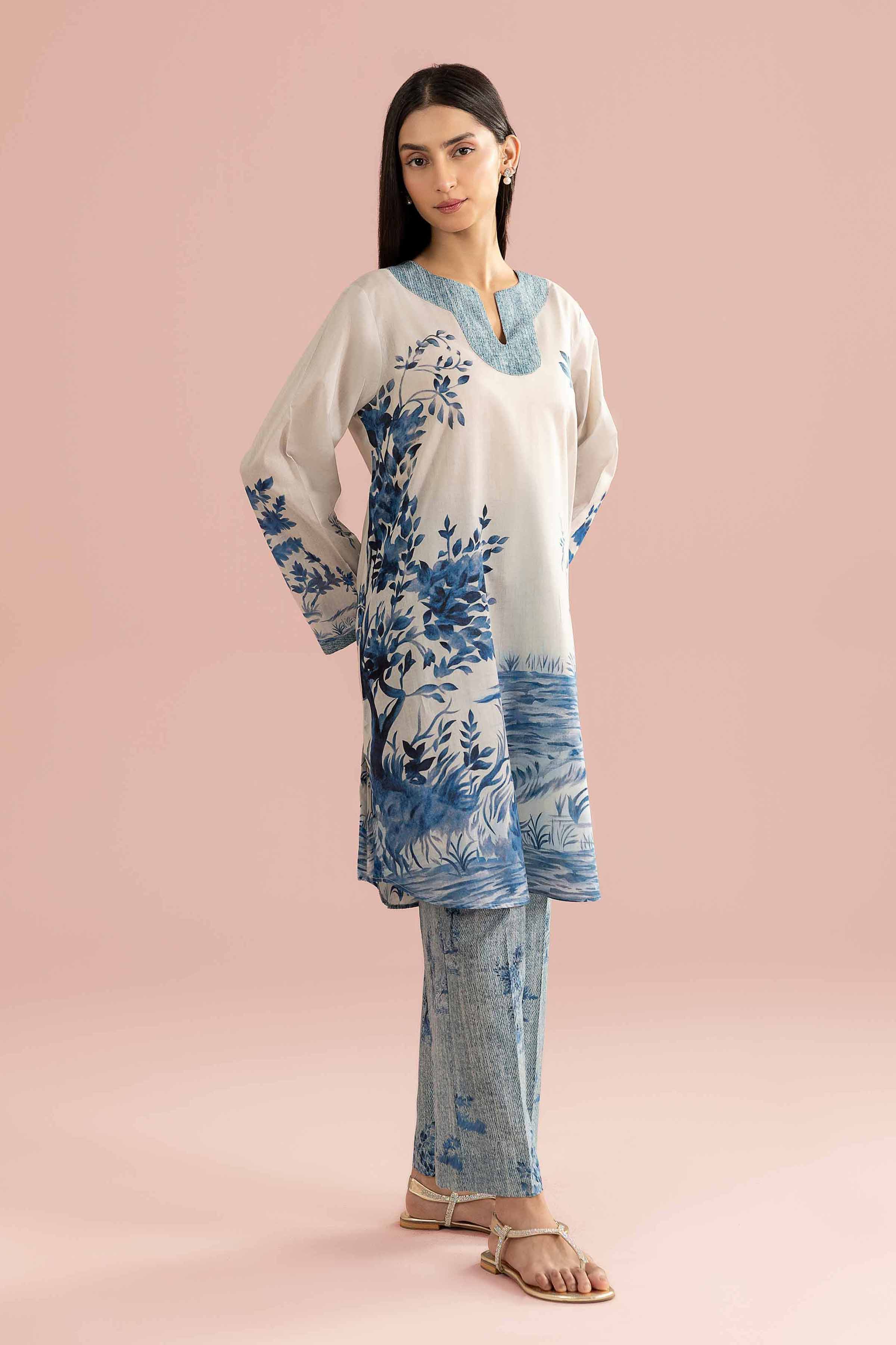 NishatUK - Grey Printed Lawn 2-piece ready to wear Dress