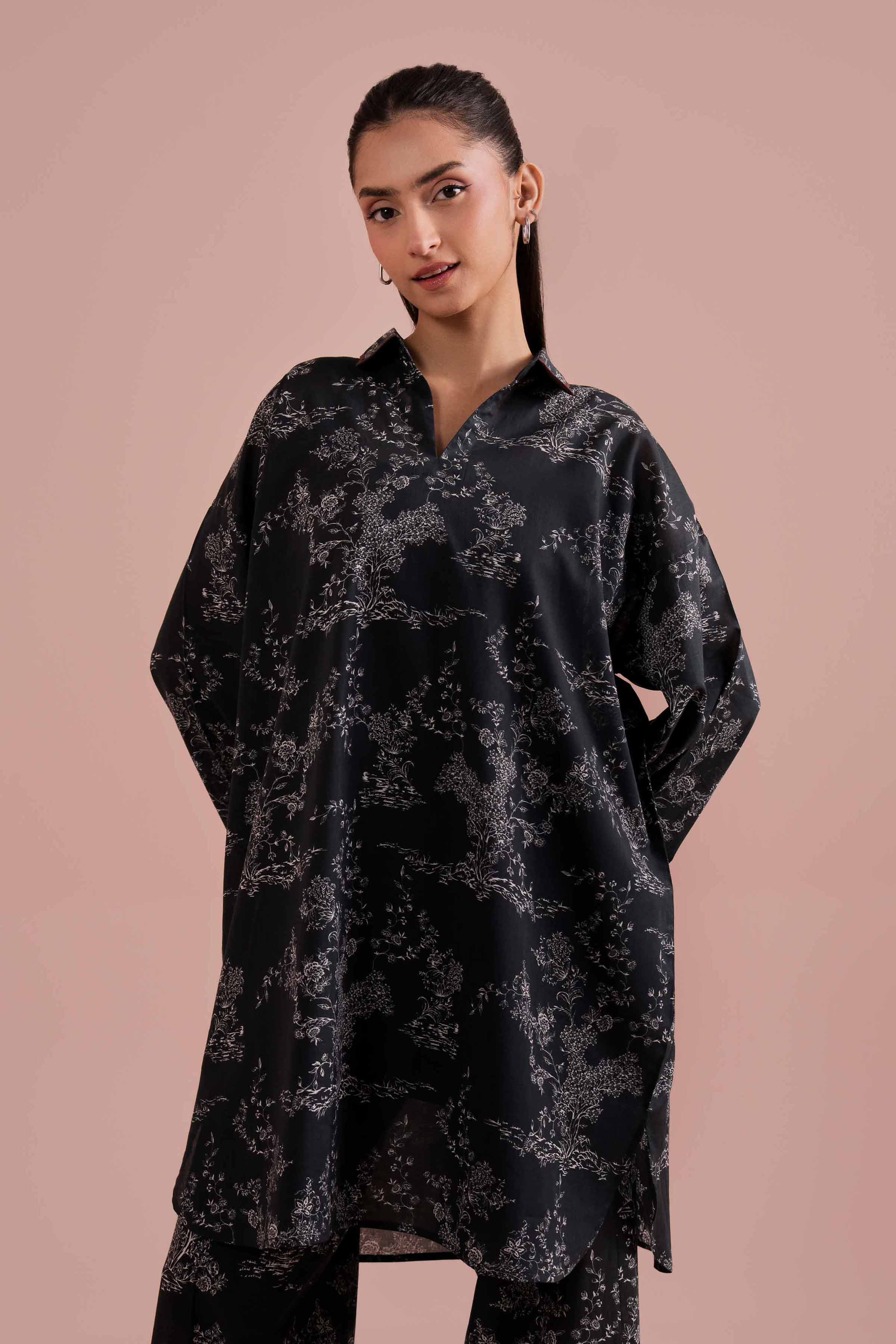 NishatUK - Black Printed Lawn 2-piece ready to wear Dress