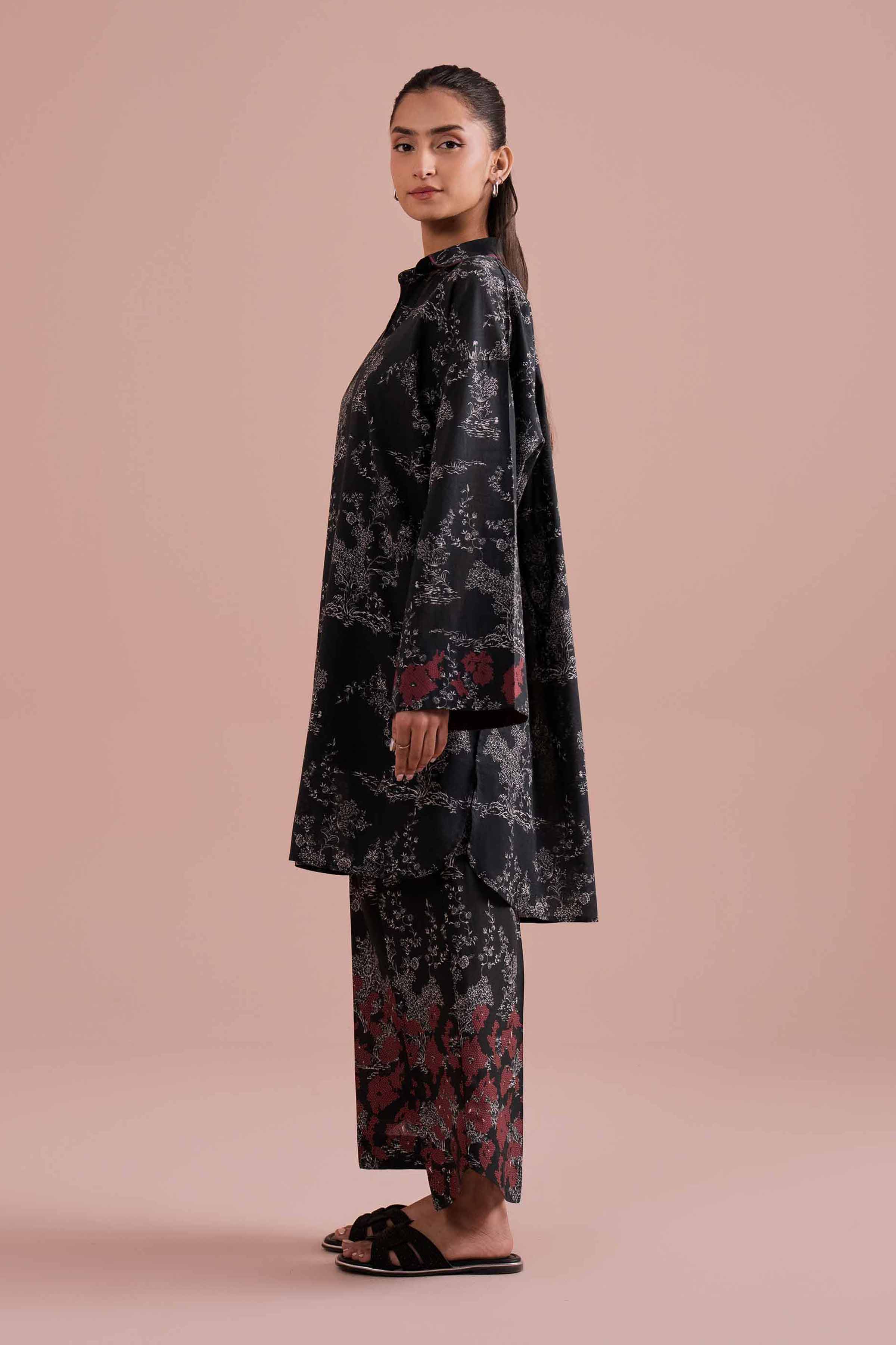 NishatUK - Black Printed Lawn 2-piece ready to wear Dress