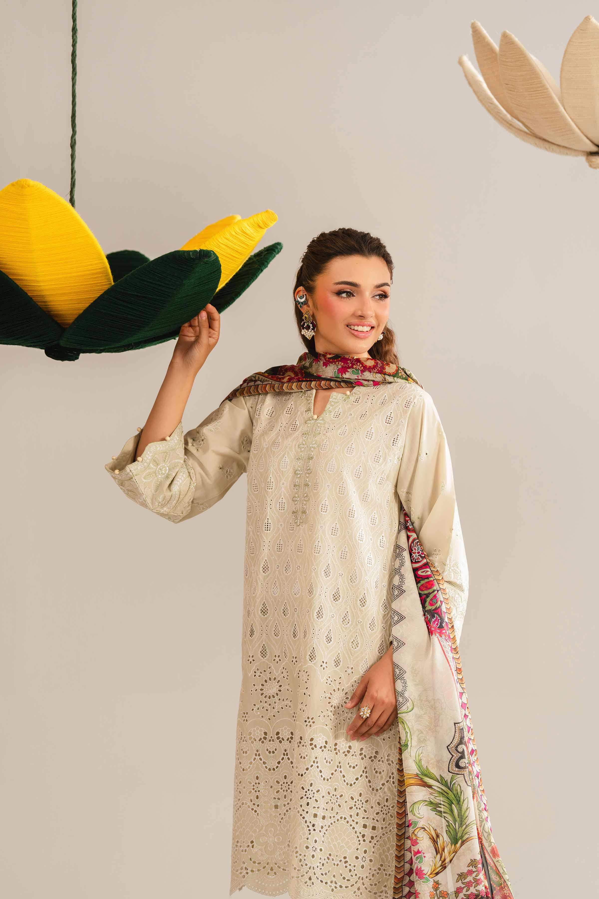 NishatUK - Green Embroidered PV Slub 3-piece ready to wear Suit