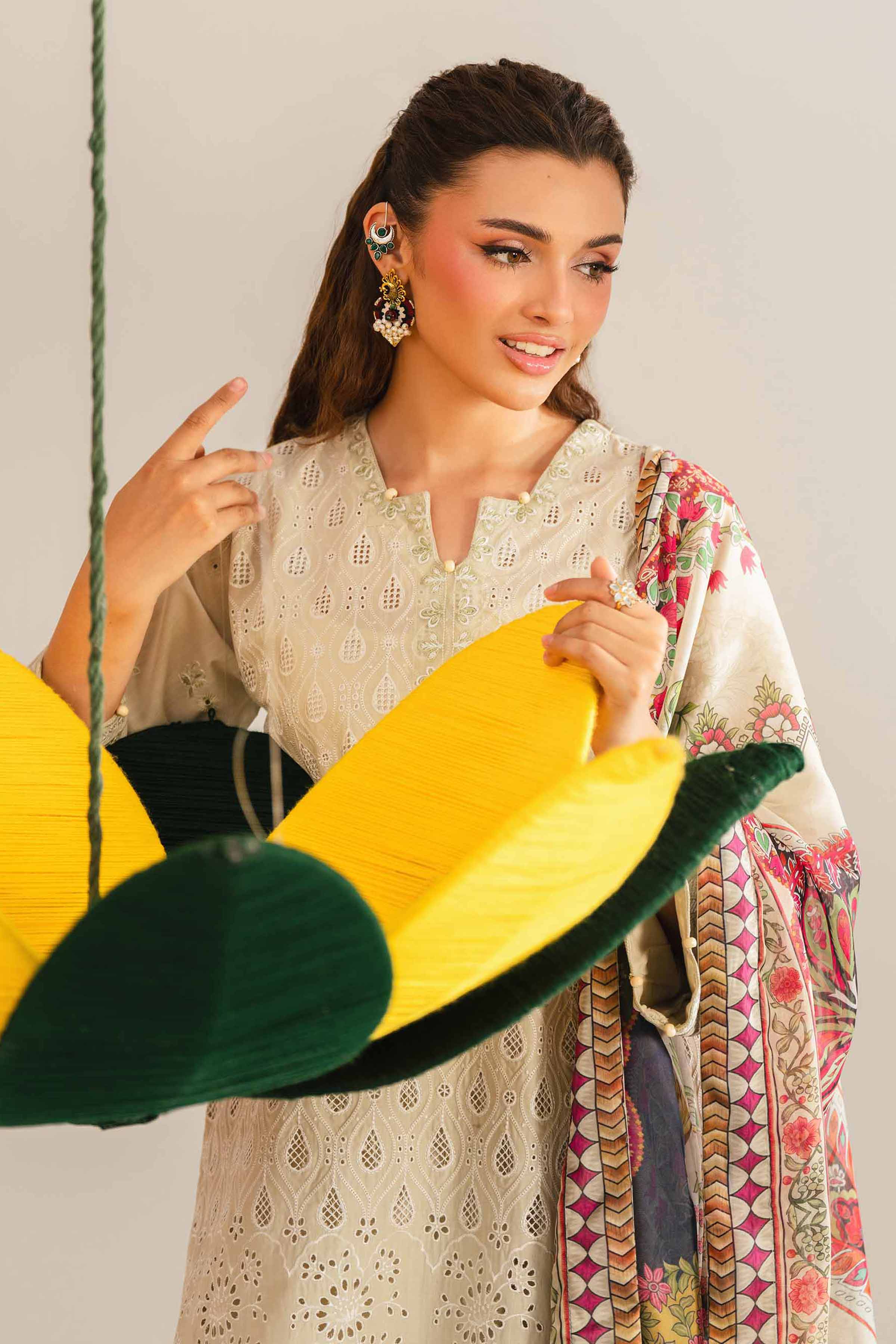 NishatUK - Green Embroidered PV Slub 3-piece ready to wear Suit