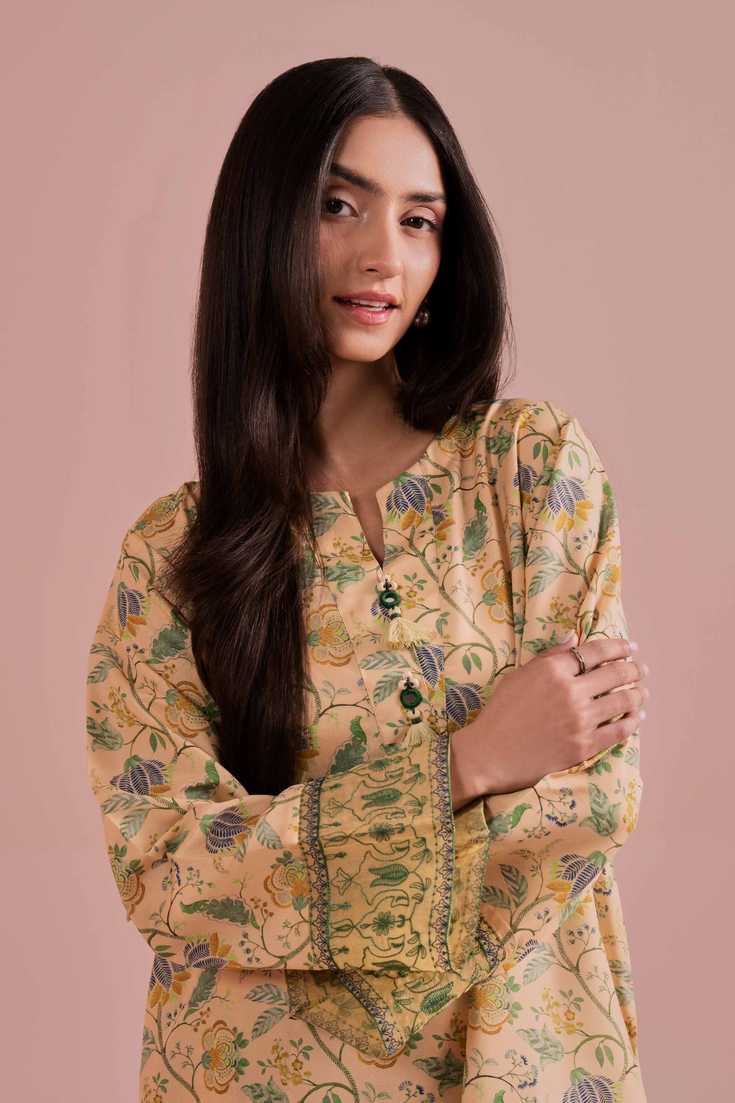 NishatUK - Yellow Embroidered Lawn 2-piece ready to wear Dress