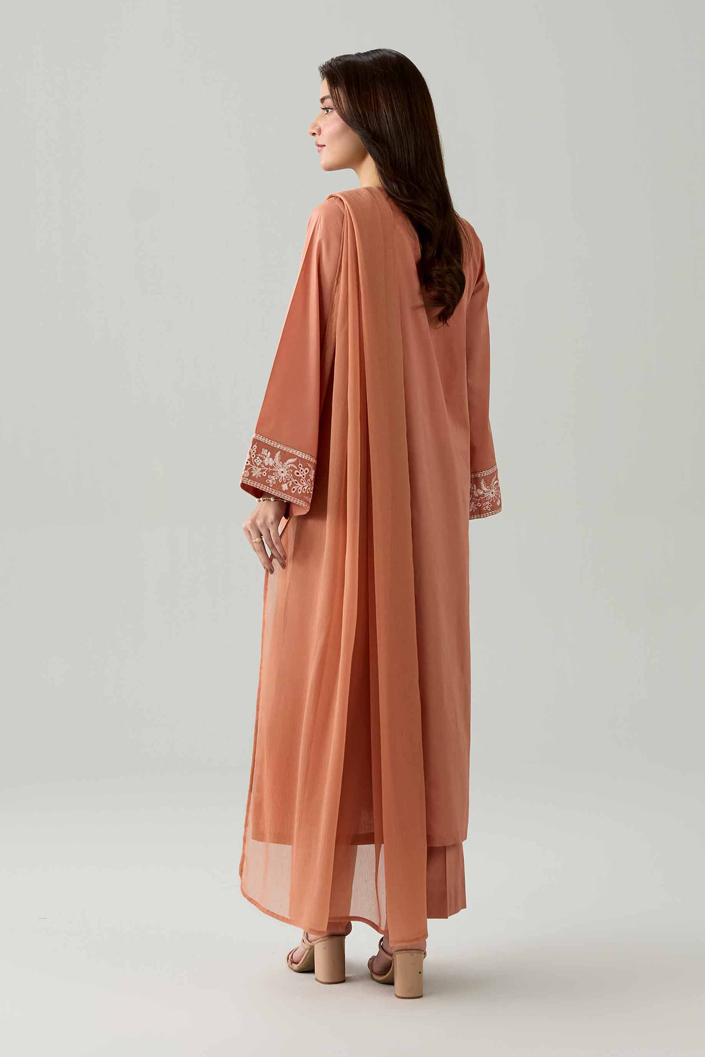 Nishat UK - Orange Embroidered Cambric 3 Pieces ready to wear Suit