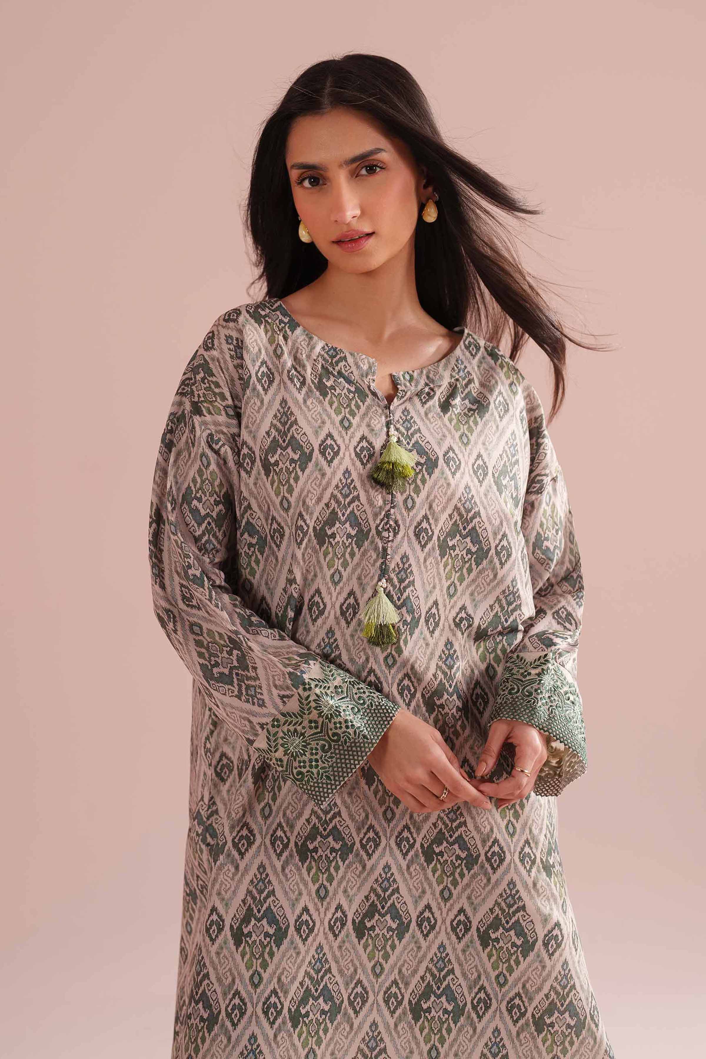 NishatUK - Beige Embroidered Lawn 2-piece ready to wear Dress