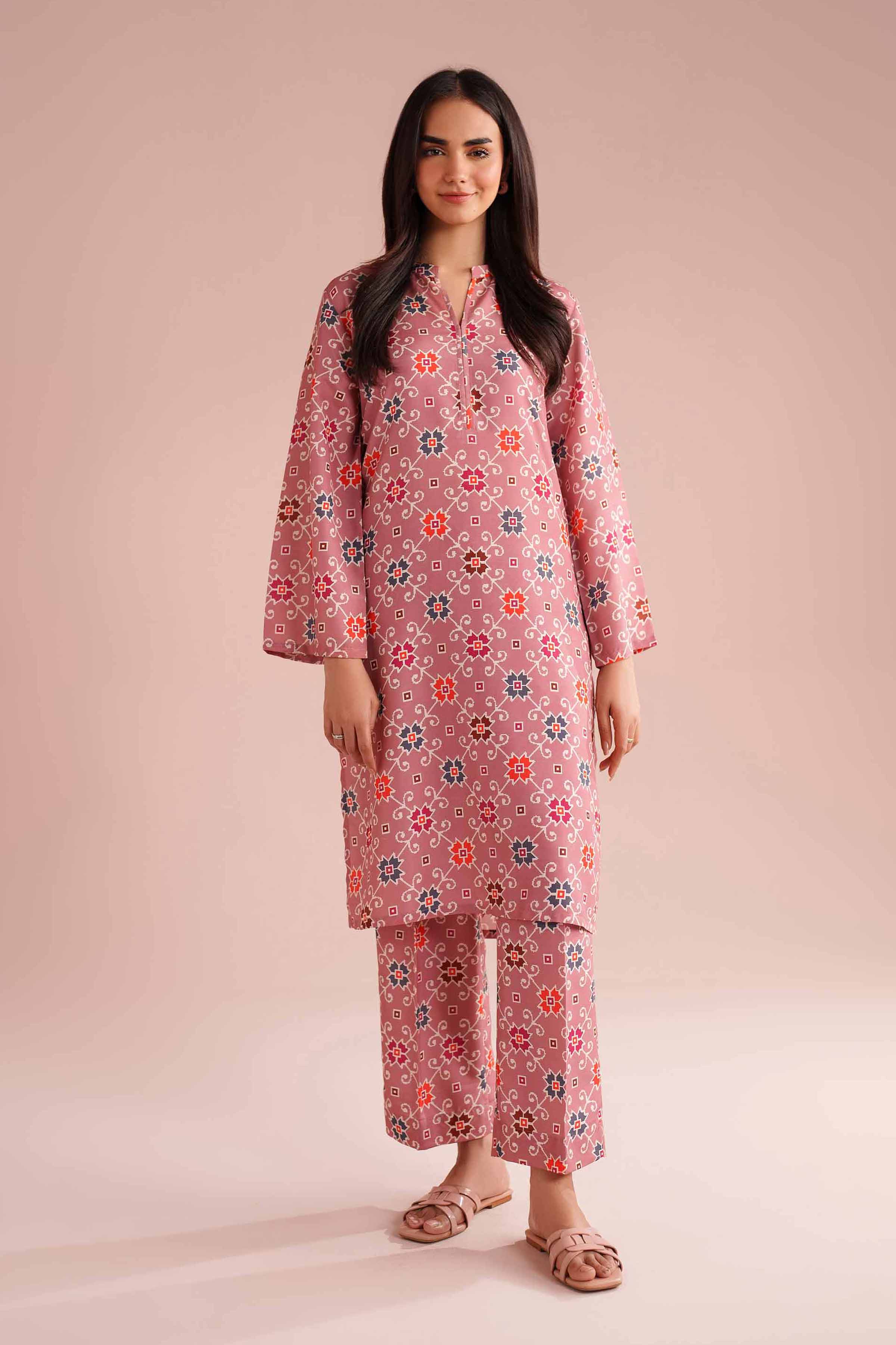 NishatUK - Pink Printed Lawn 2-piece ready to wear Dress