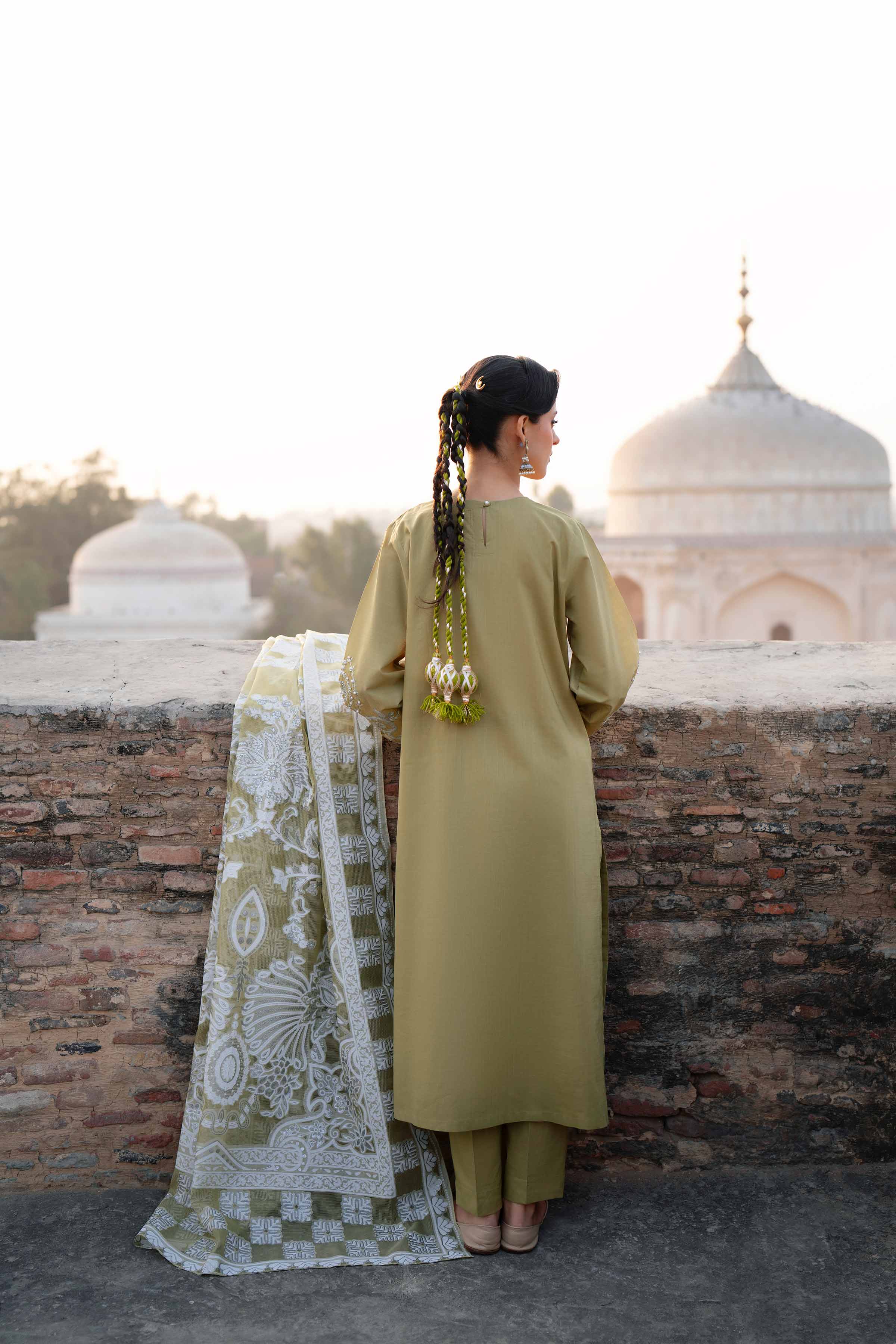 NishatUK - Green Embroidered Cross Hatch 3-piece ready to wear Suit