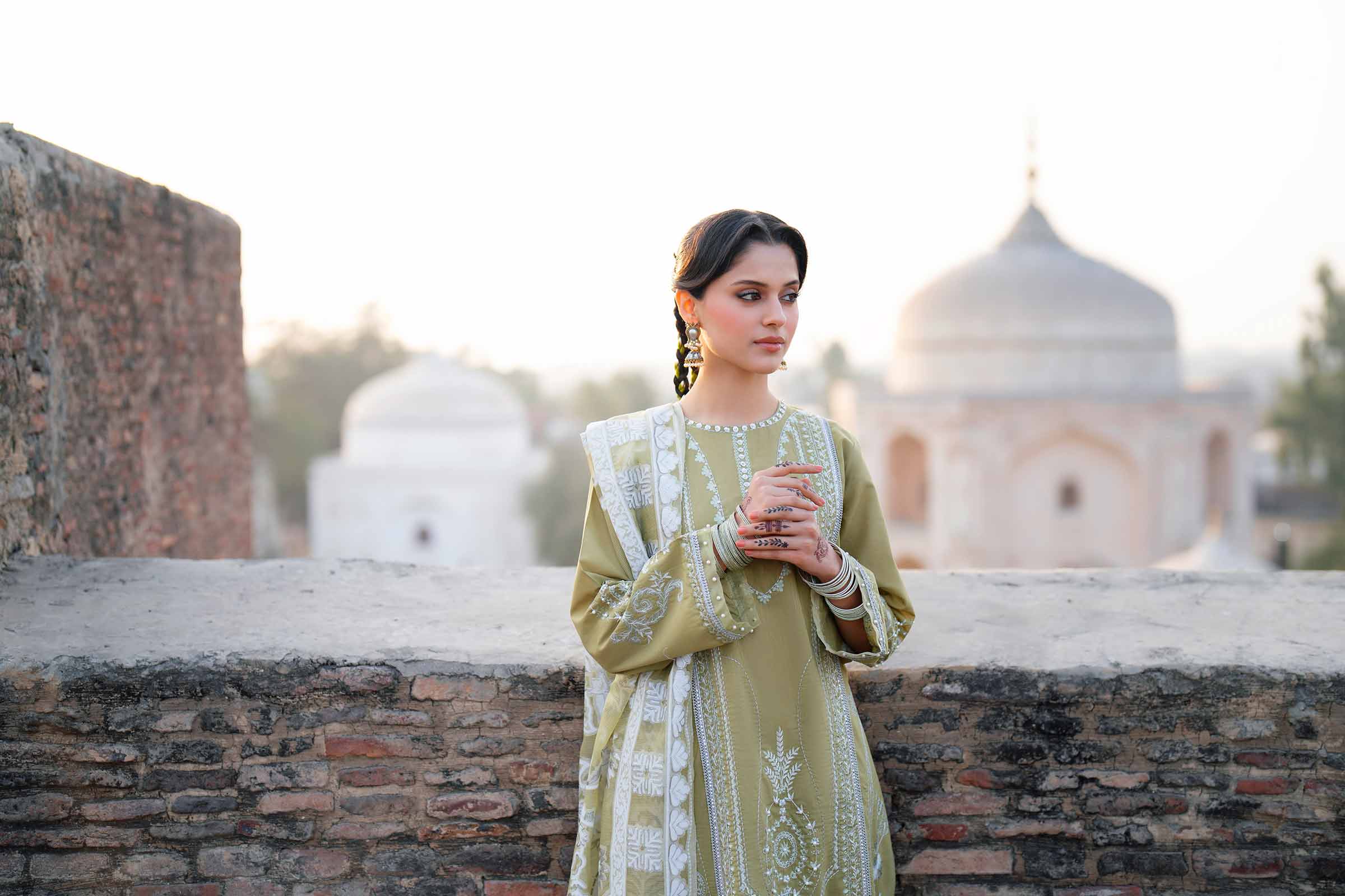 NishatUK - Green Embroidered Cross Hatch 3-piece ready to wear Suit