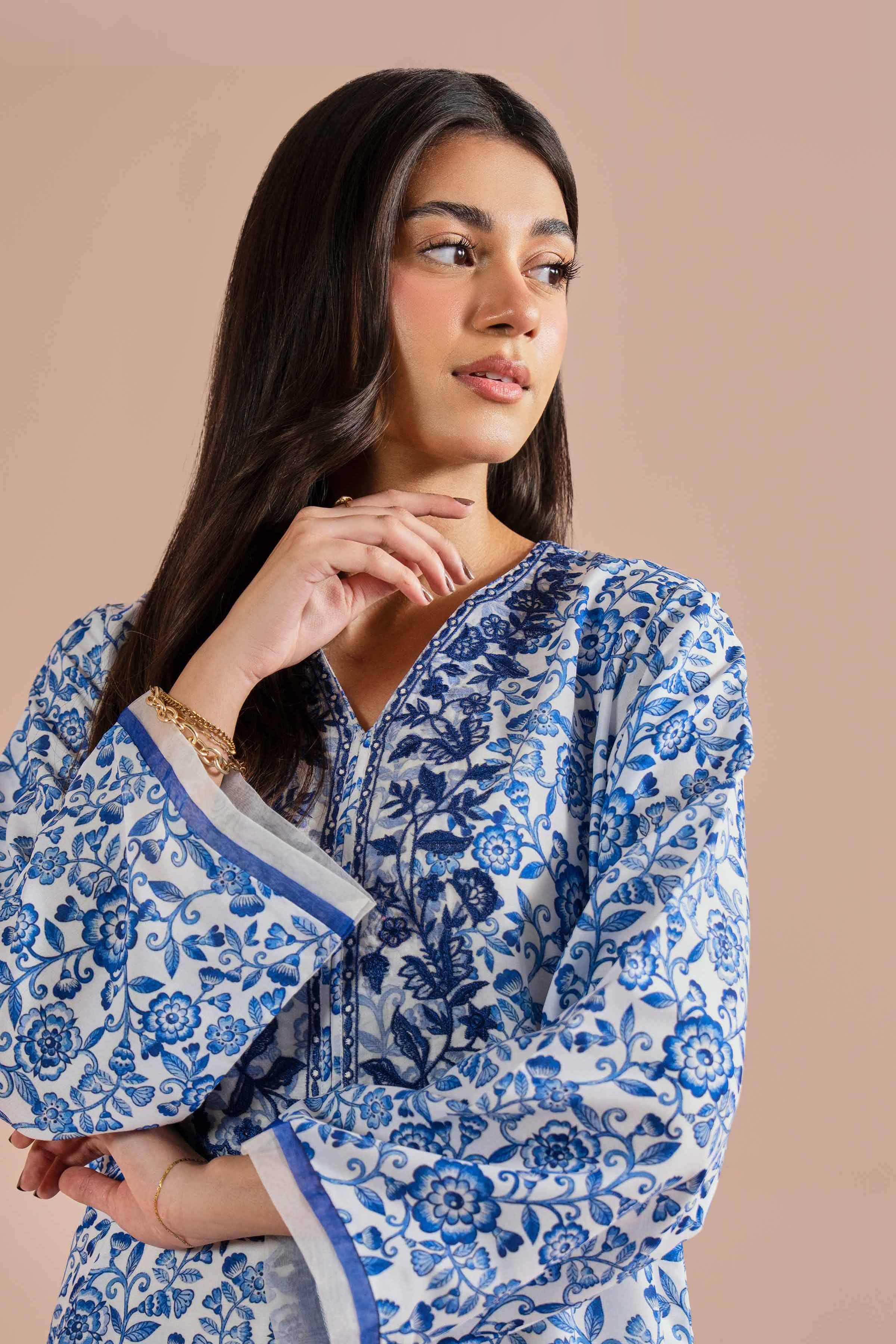 NishatUK - Blue Embroidered Lawn 2-piece ready to wear Dress