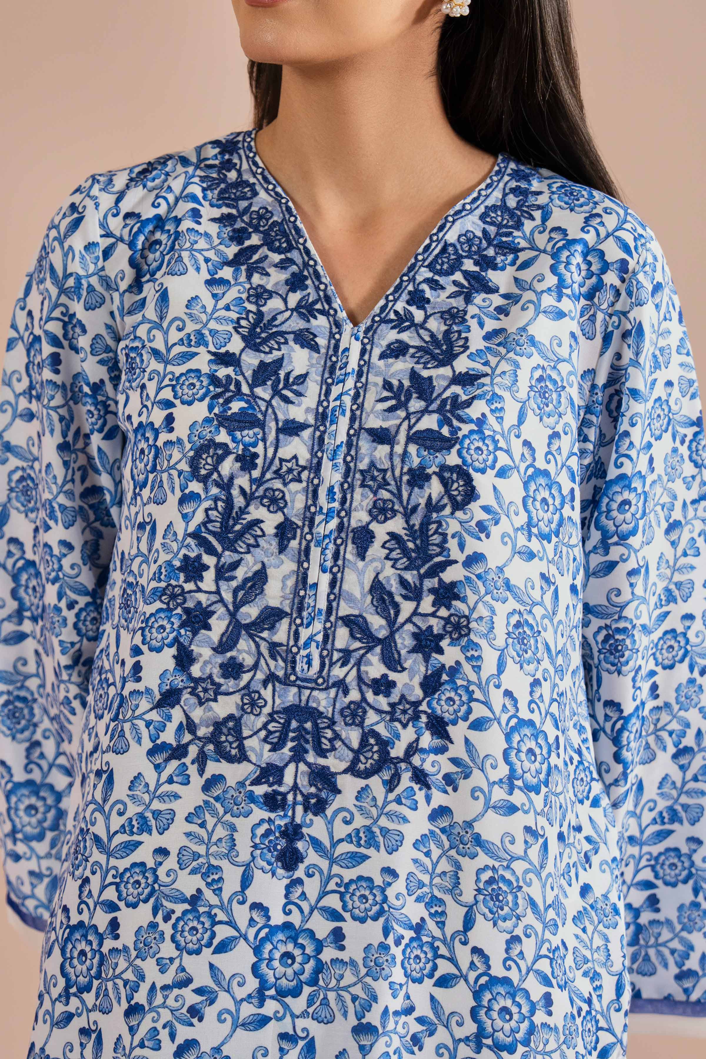 NishatUK - Blue Embroidered Lawn 2-piece ready to wear Dress