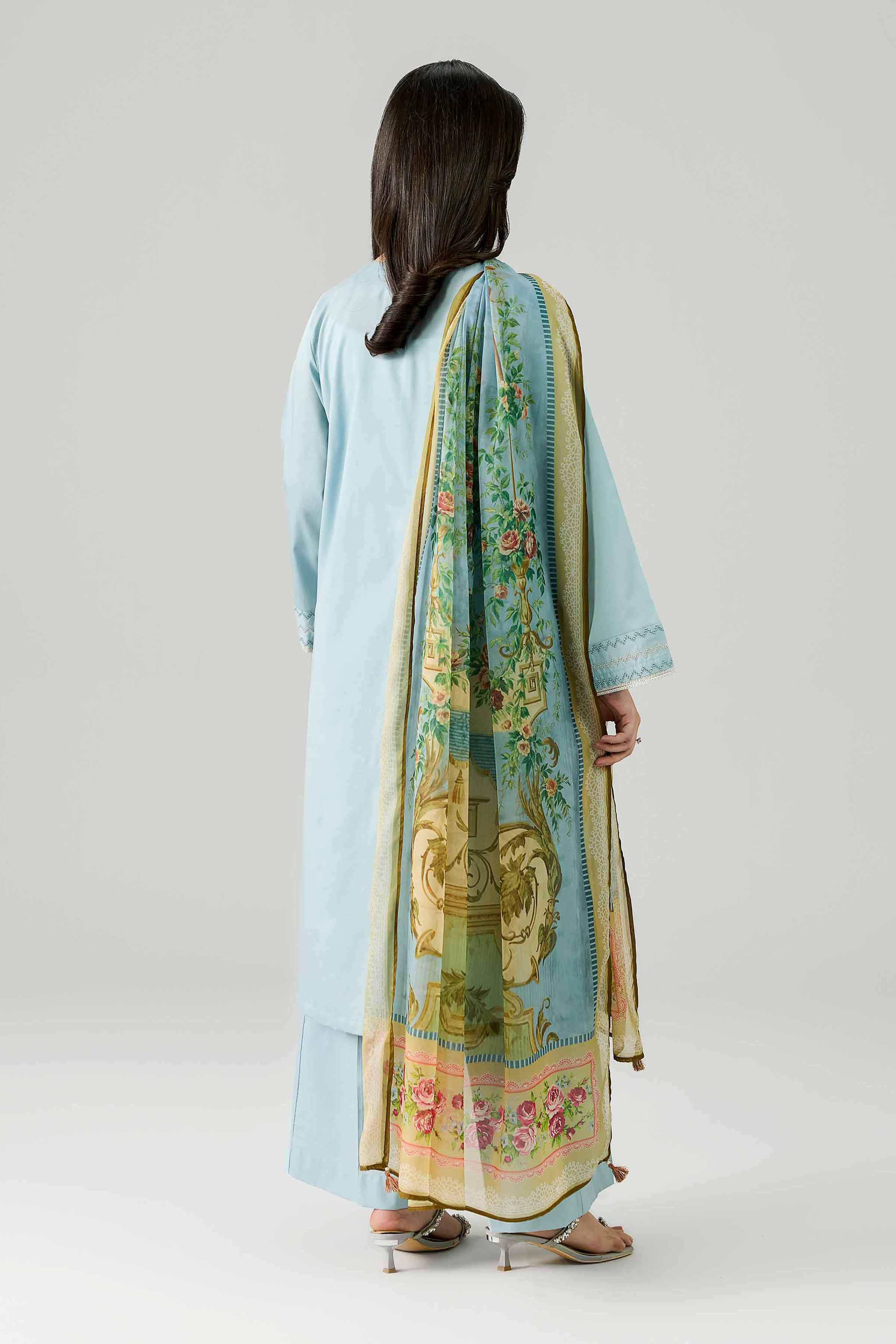 Nishat UK - Blue Embroidered Cotton 3-piece ready to wear Suit