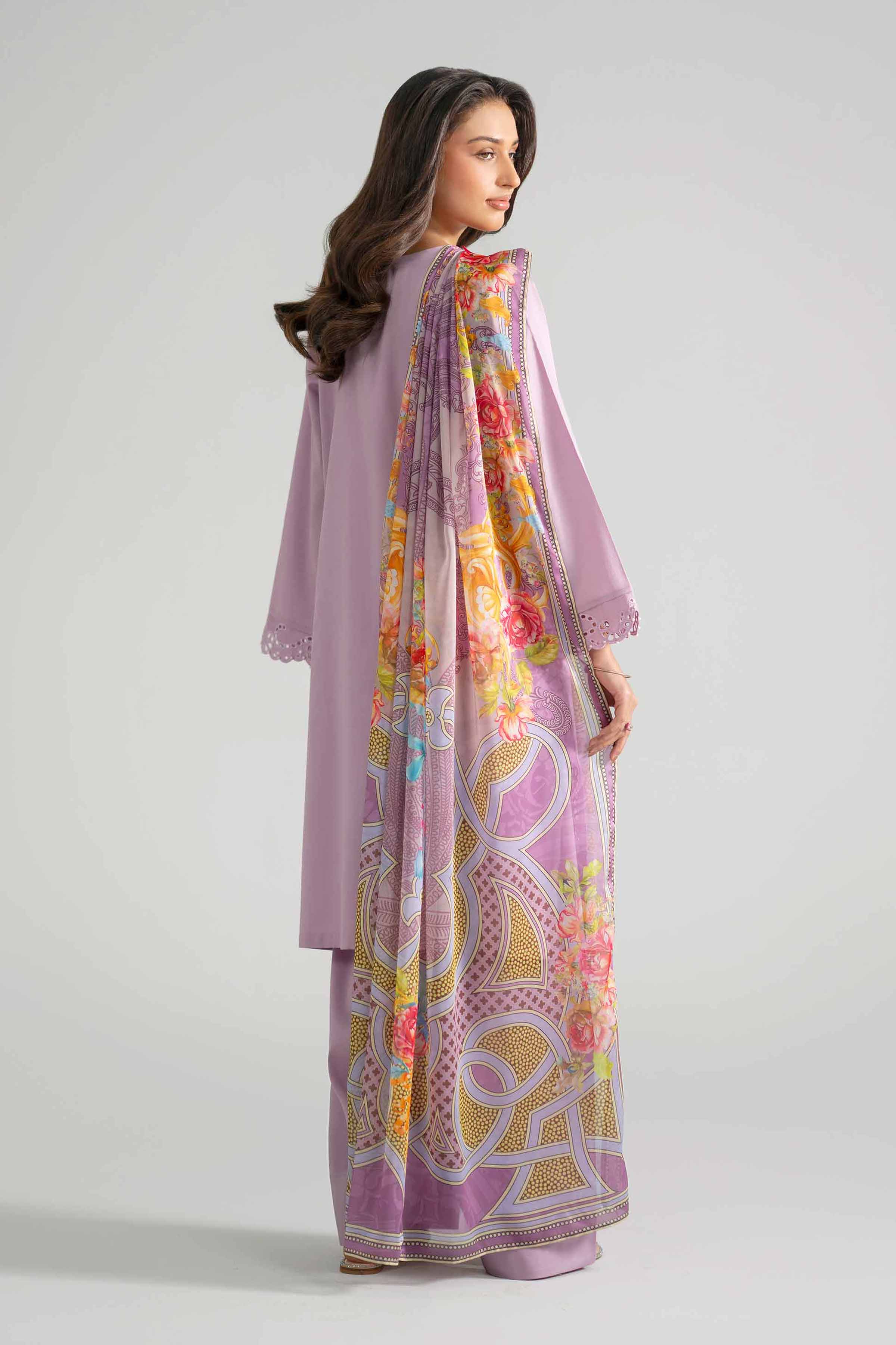 Nishat UK - Purple Embroidered Cotton 3 Pieces ready to wear Suit