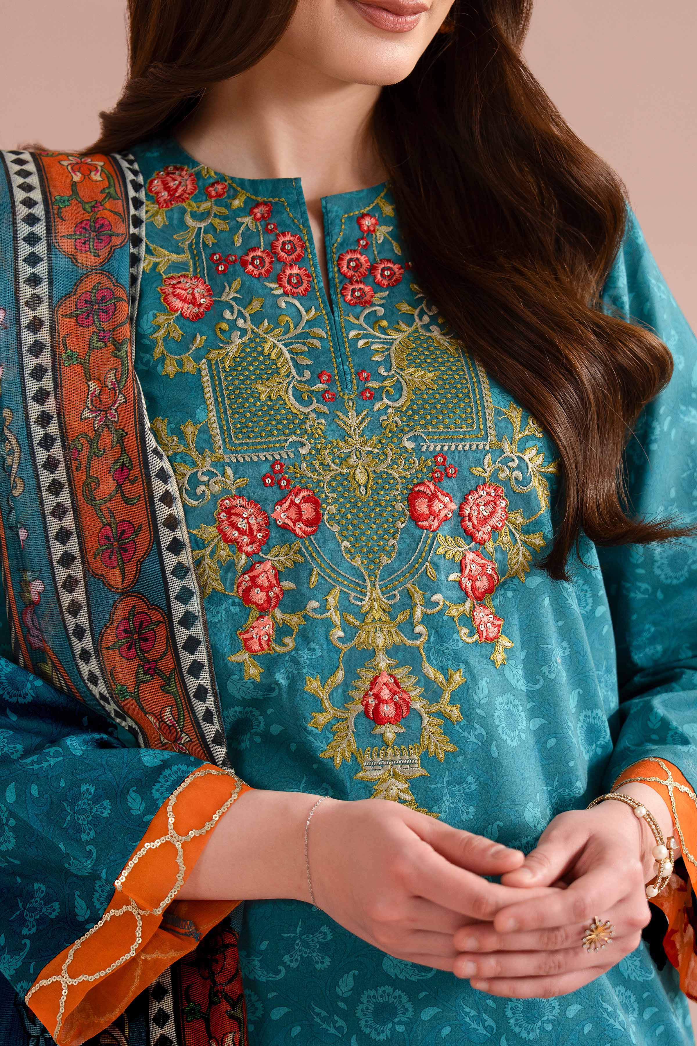 NishatUK - Green Embroidered Lawn 3-piece ready to wear Dress