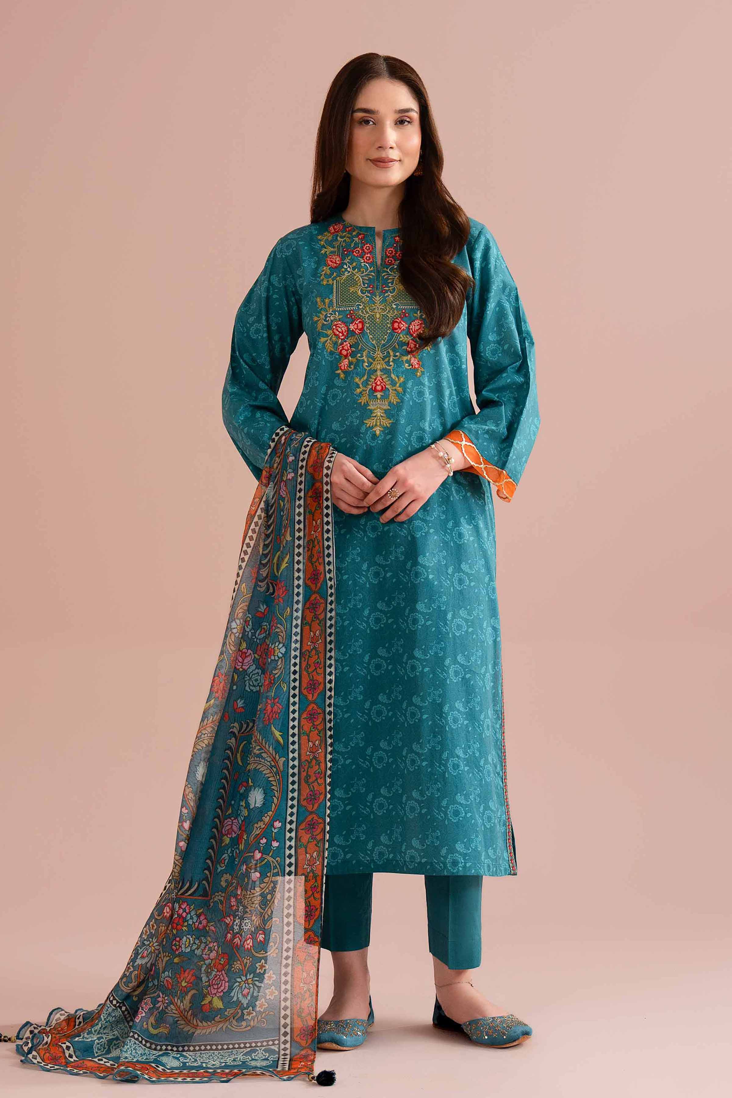 NishatUK - Green Embroidered Lawn 3-piece ready to wear Dress