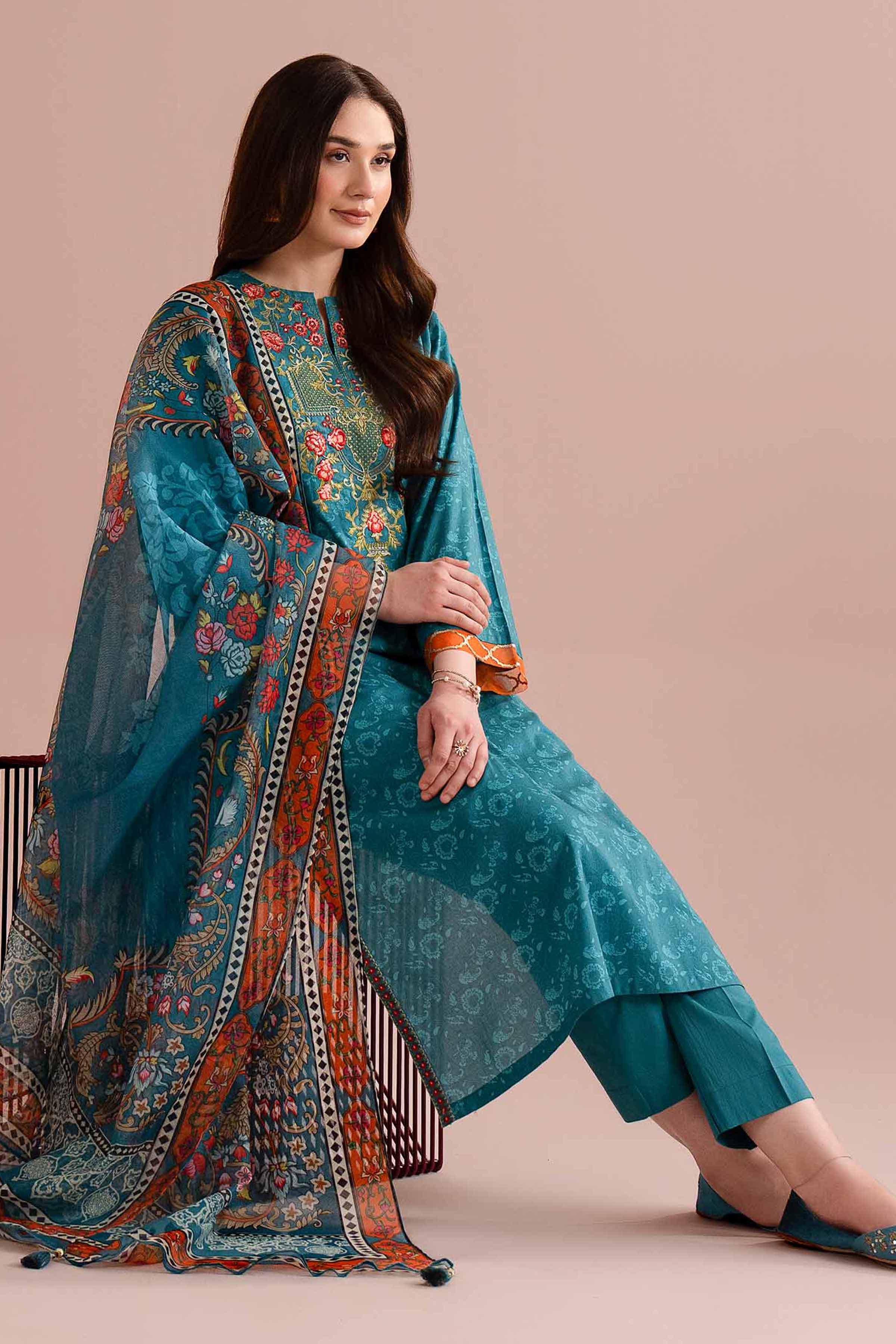 NishatUK - Green Embroidered Lawn 3-piece ready to wear Dress