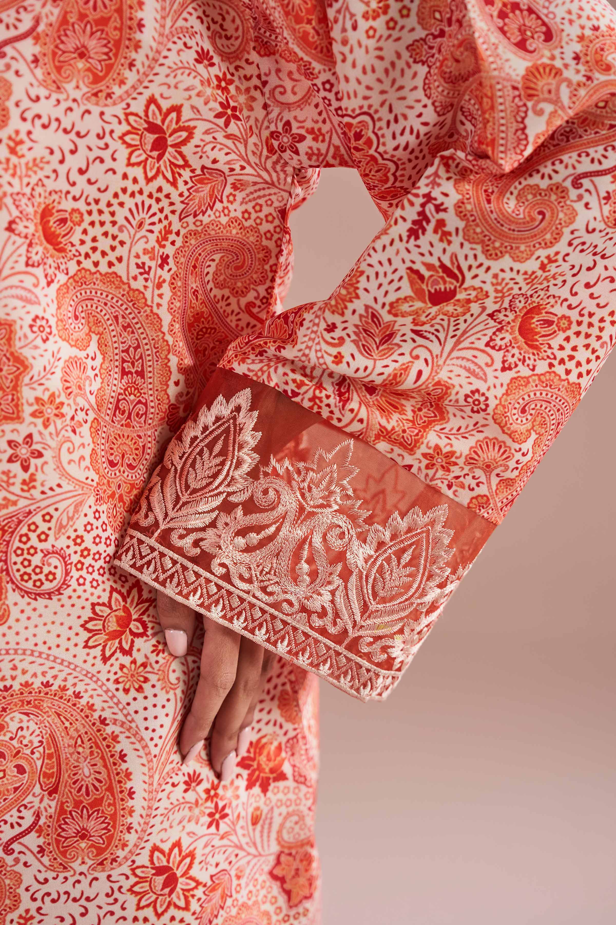 NishatUK - Orange Printed Lawn 2-piece ready to wear Dress