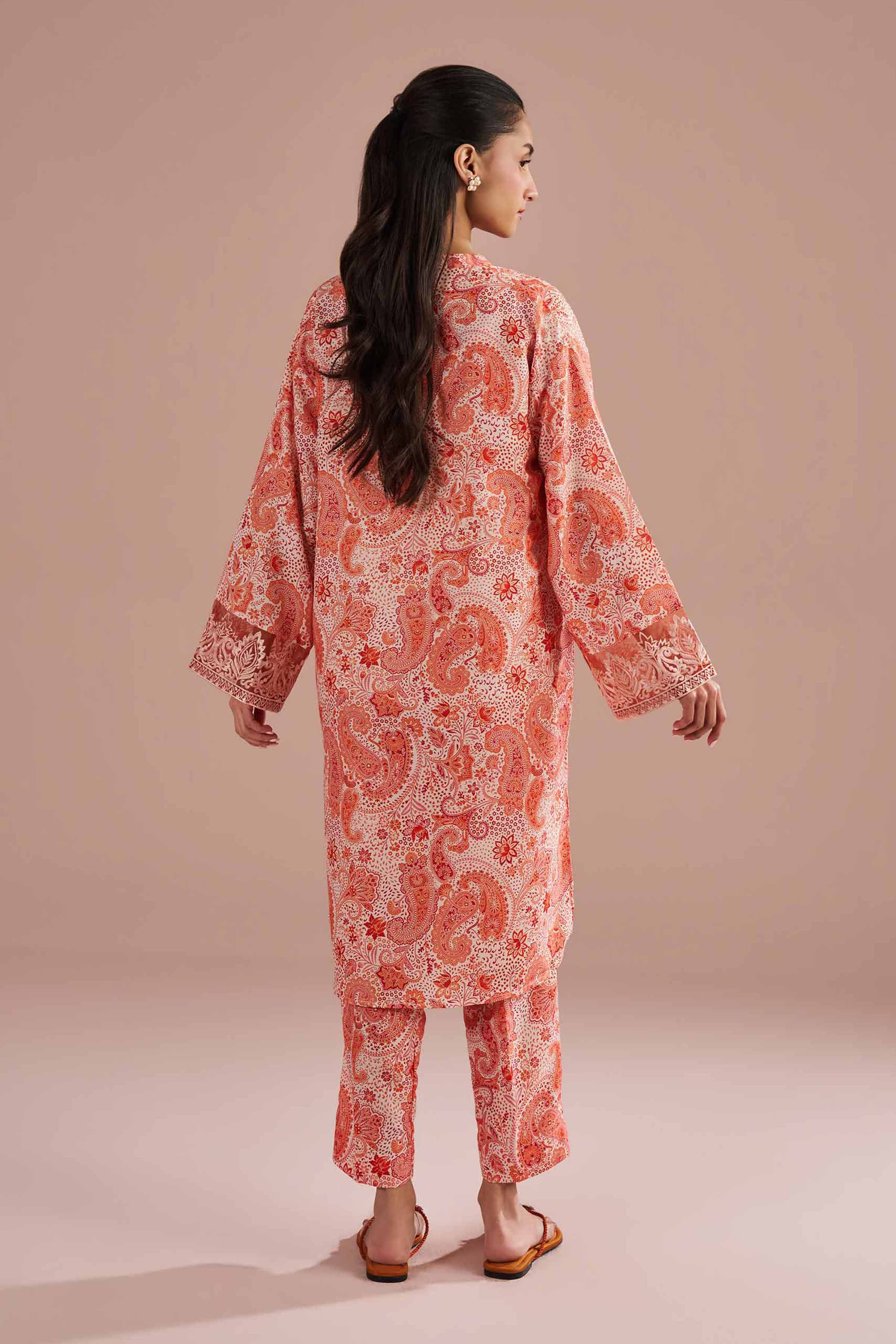 NishatUK - Orange Printed Lawn 2-piece ready to wear Dress