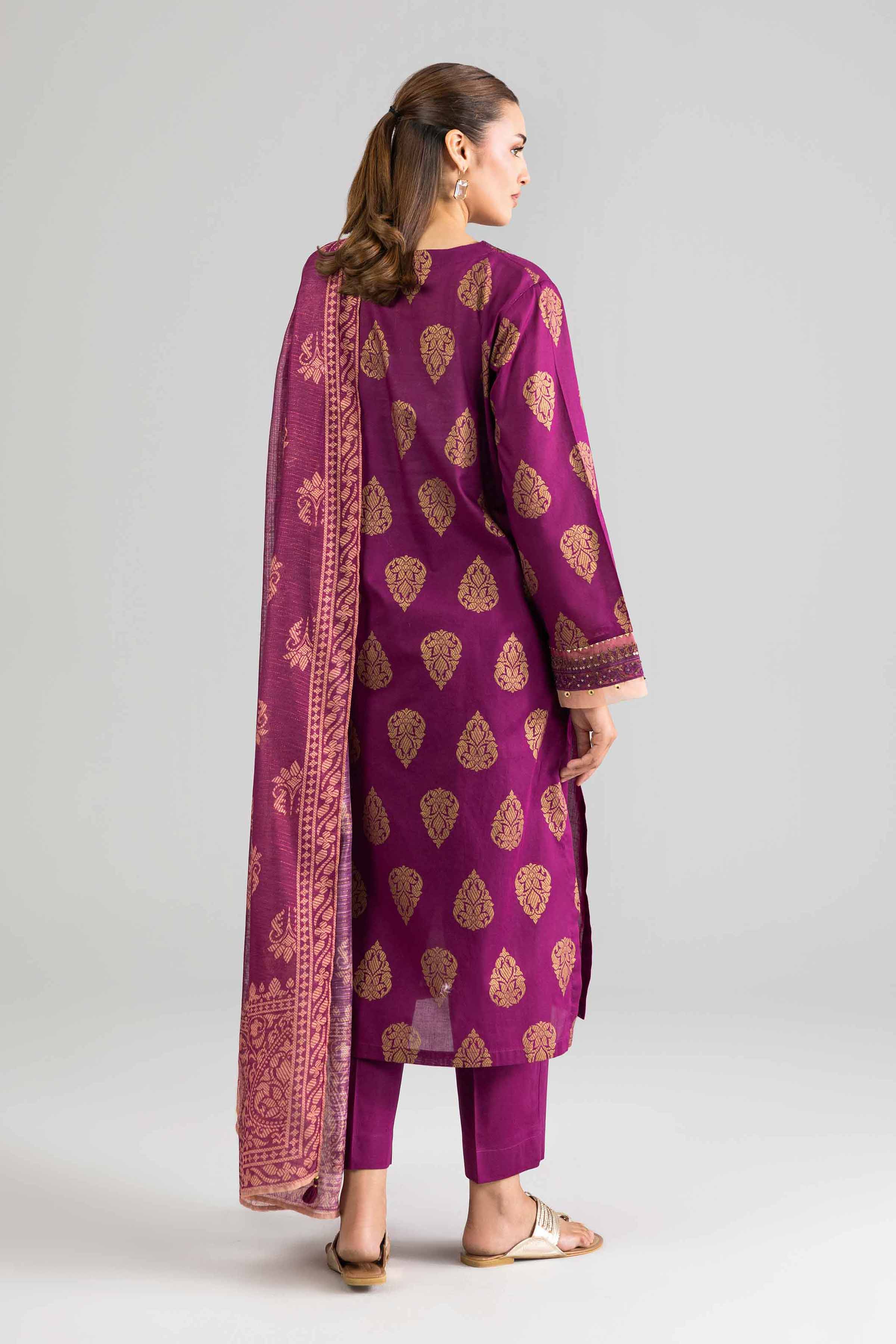 NishatUK - Purple Embroidered Lawn 3-piece ready to wear Suit