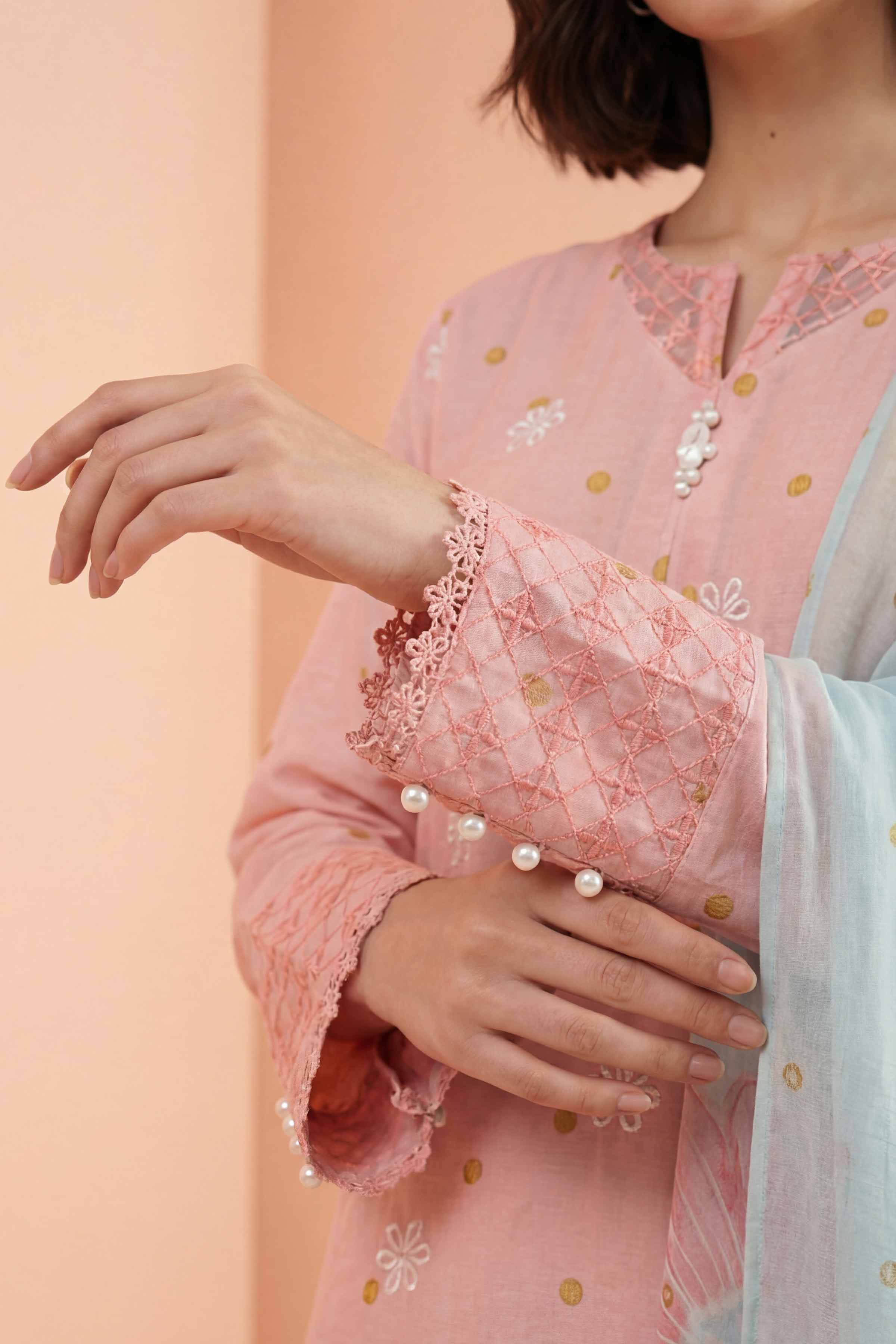 NishatUK - Pink Embroidered Lawn 3-piece ready to wear Suit