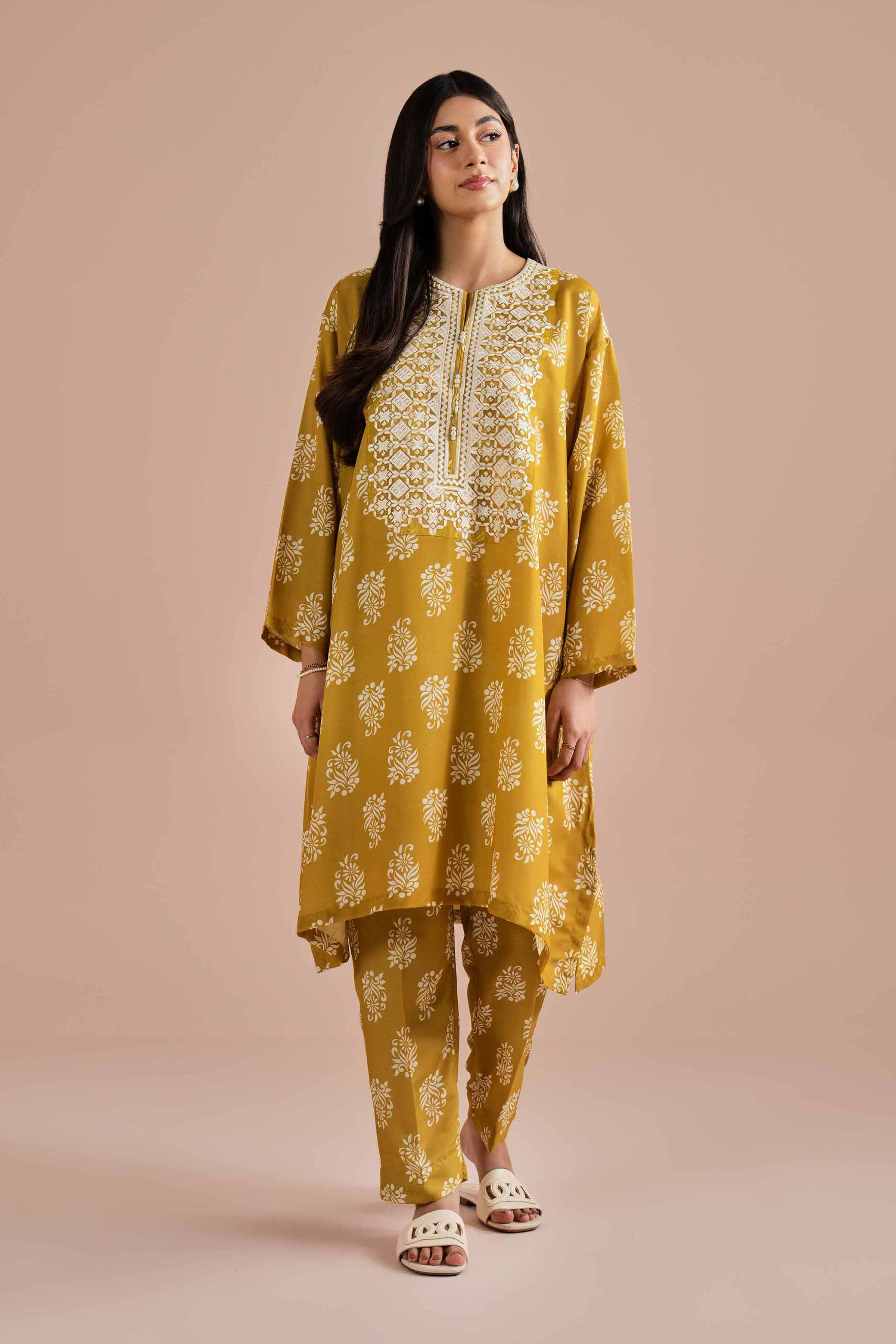 NishatUK - Yellow Embroidered Lawn 2-piece ready to wear Dress