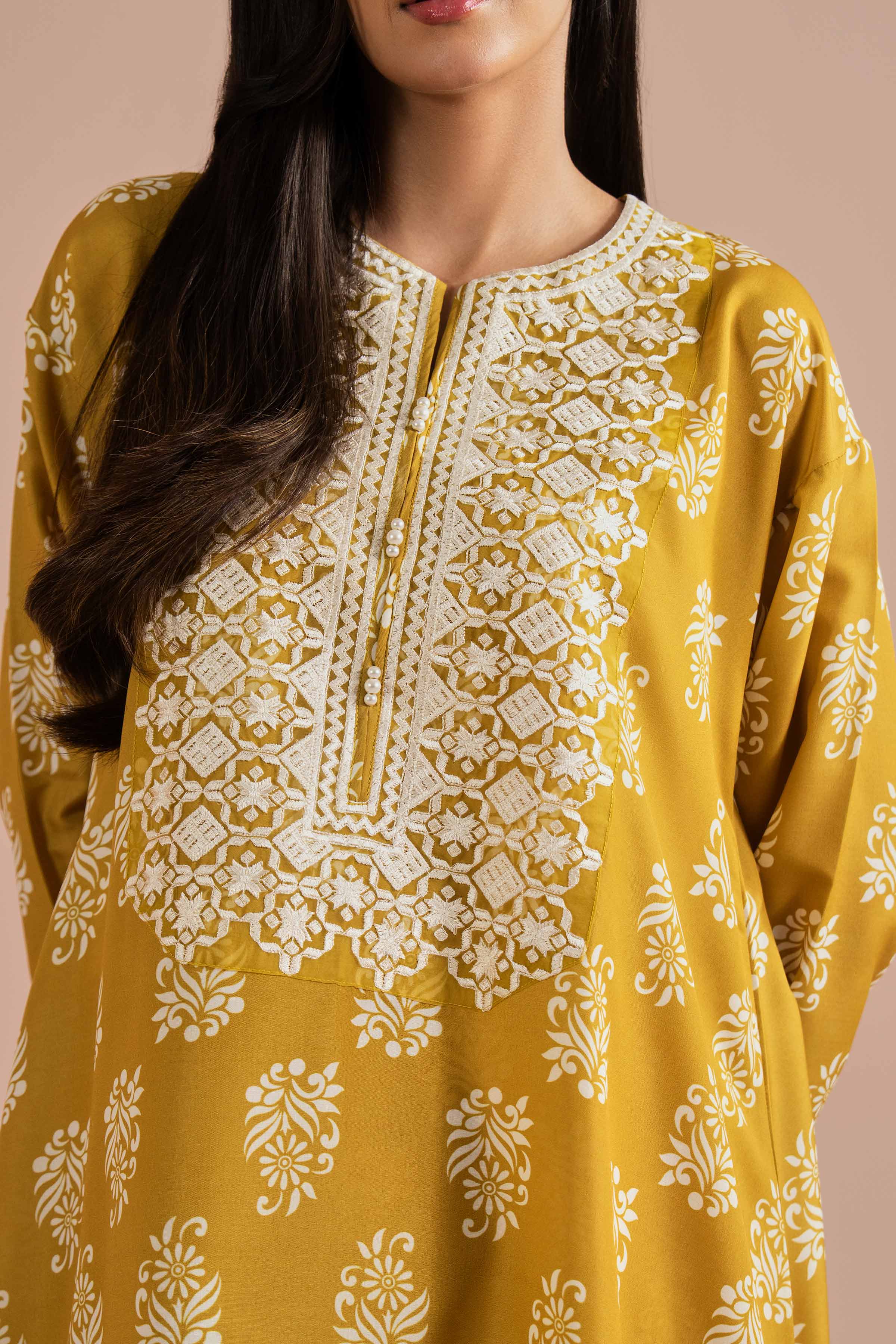 NishatUK - Yellow Embroidered Lawn 2-piece ready to wear Dress
