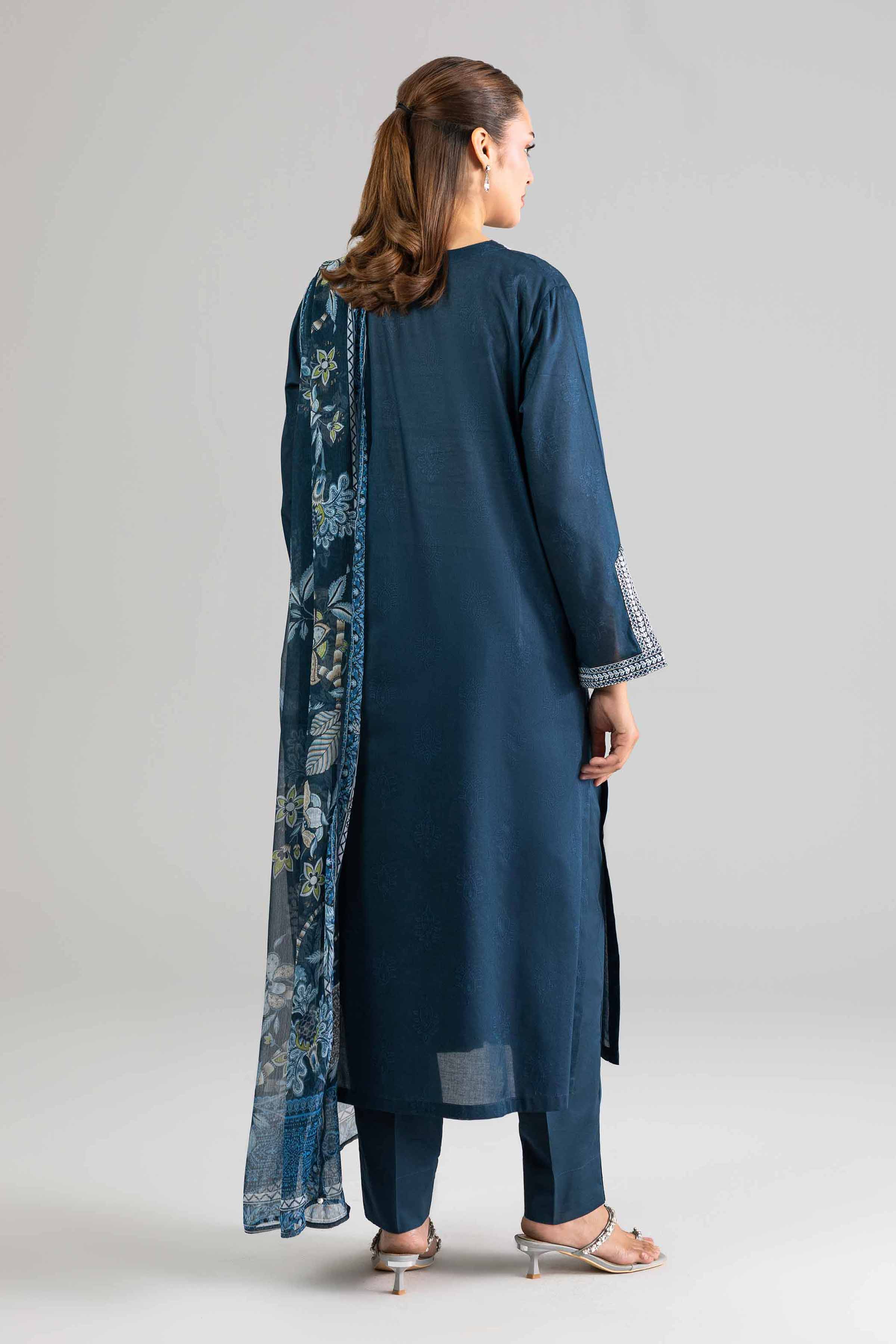 NishatUK - Blue Embroidered Lawn 3-piece ready to wear Suit