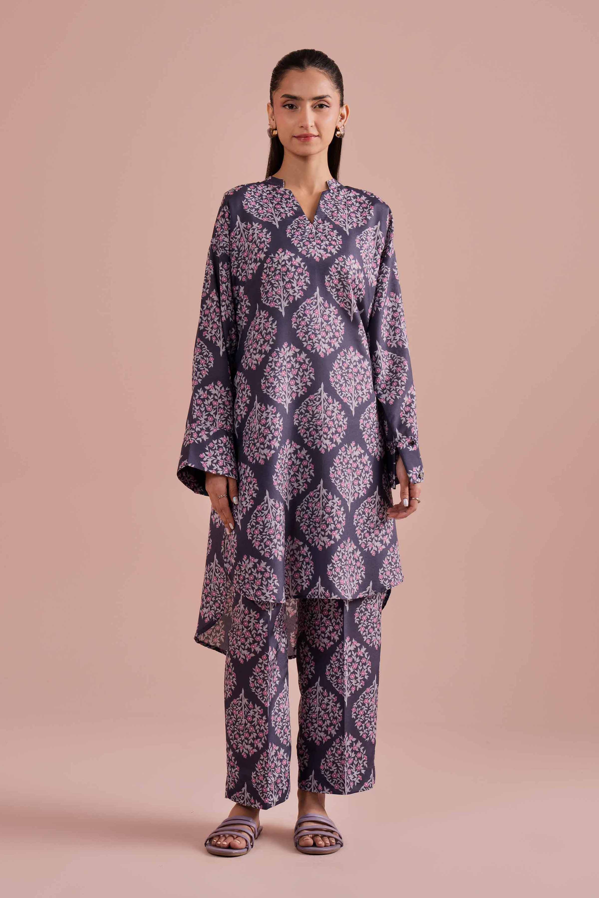 NishatUK - Purple Printed Lawn 2-piece ready to wear Dress