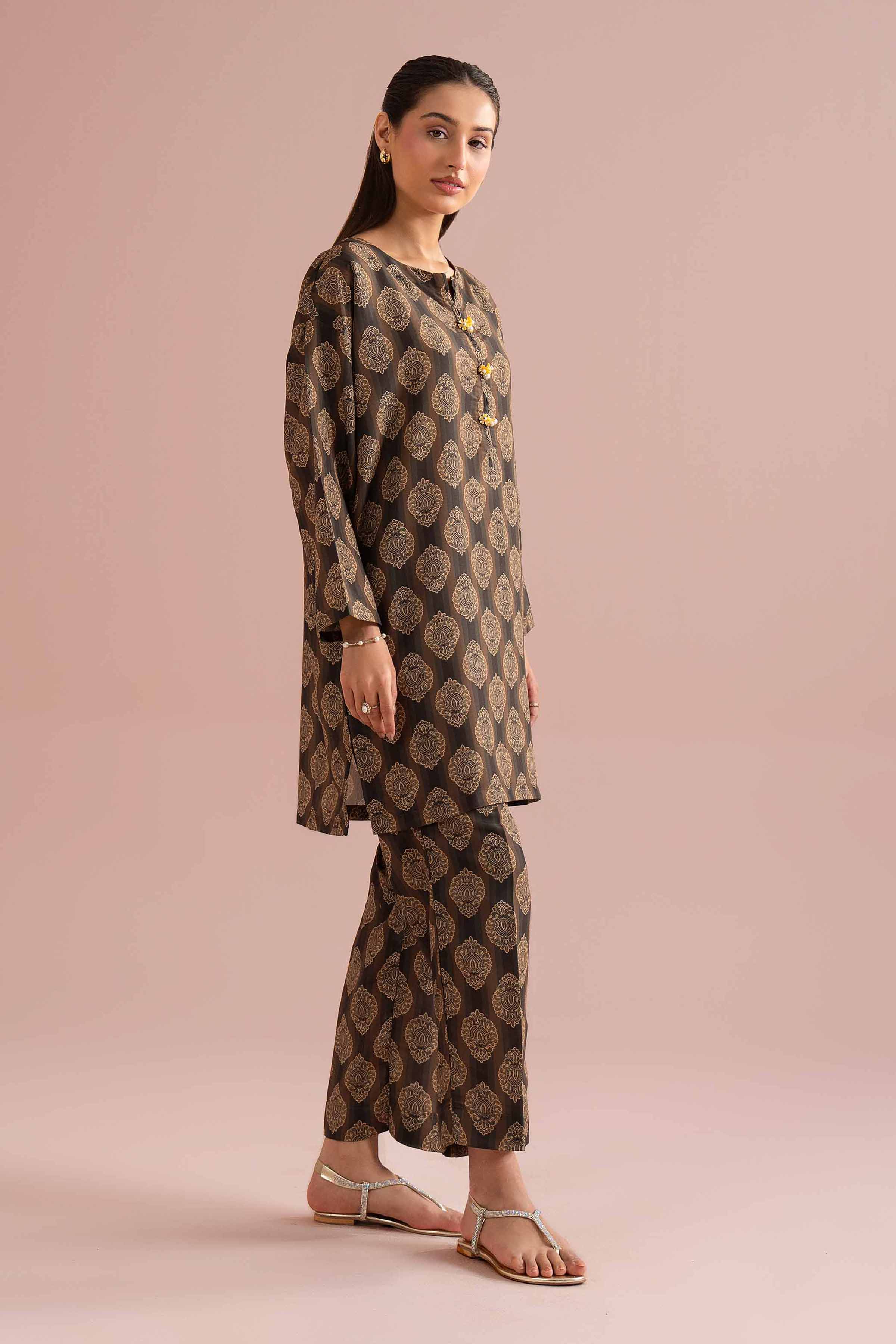 NishatUK - Brown Embroidered Lawn 2-piece ready to wear Dress