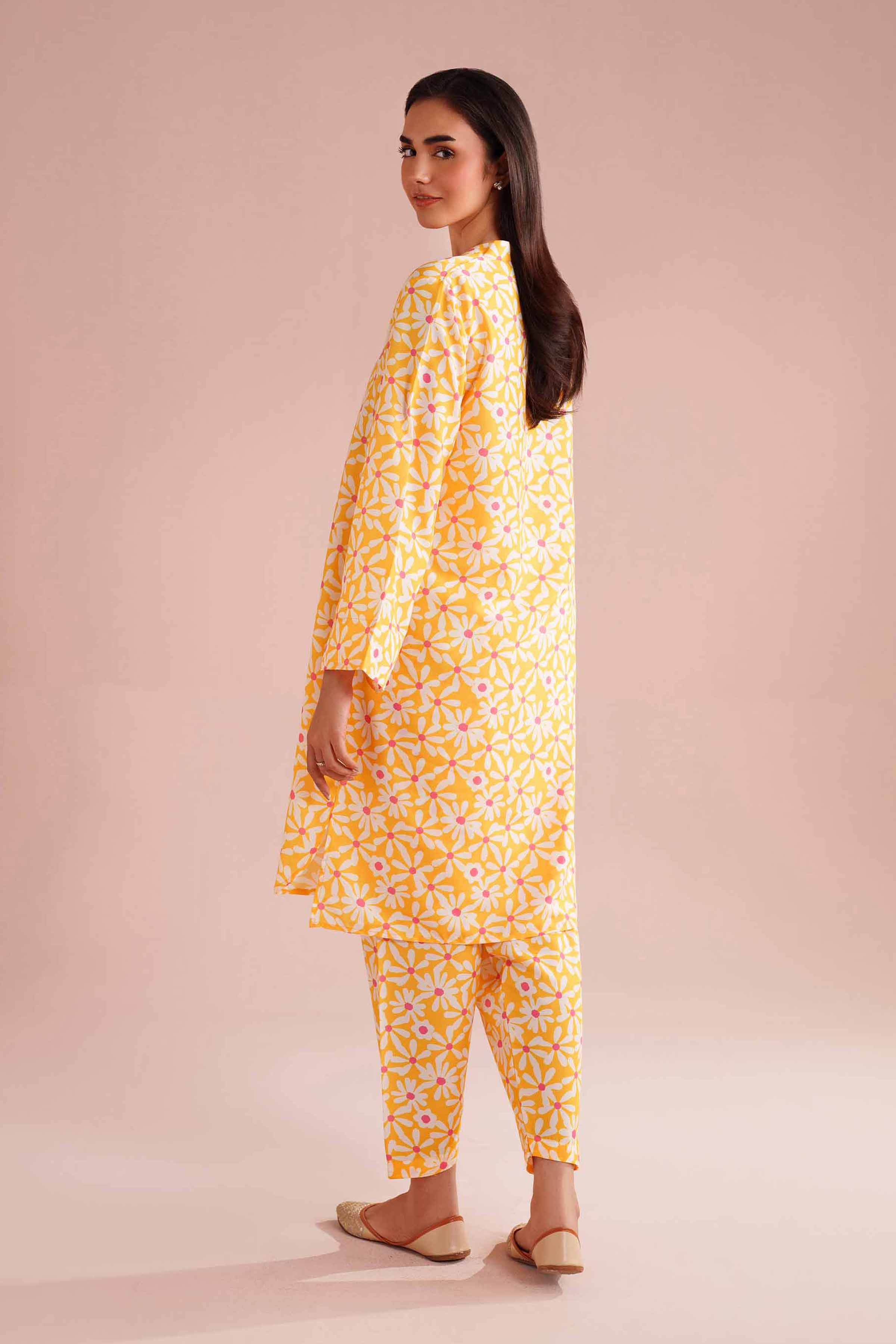 NishatUK - Yellow Printed Lawn 2-piece ready to wear Dress