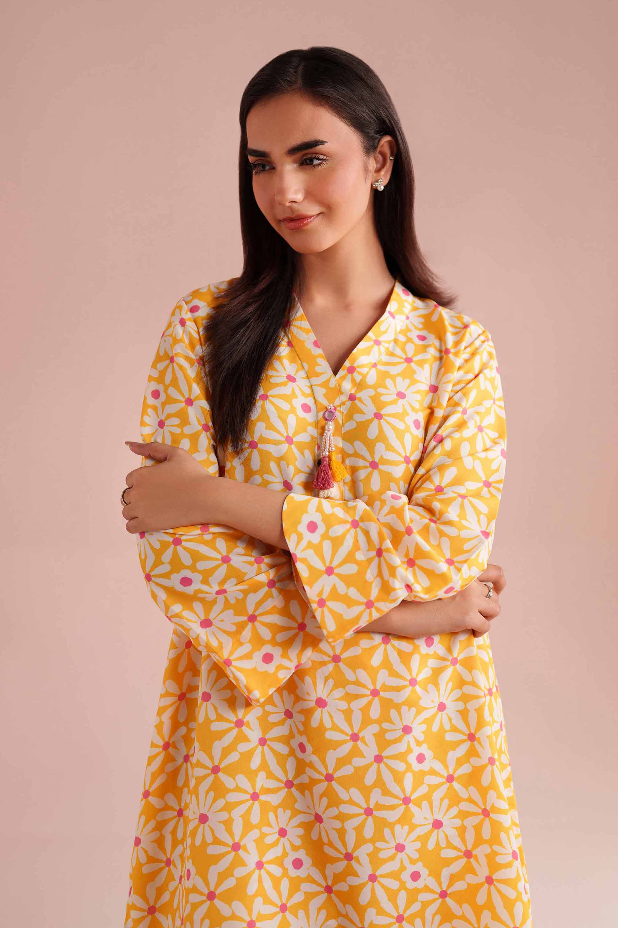 NishatUK - Yellow Printed Lawn 2-piece ready to wear Dress