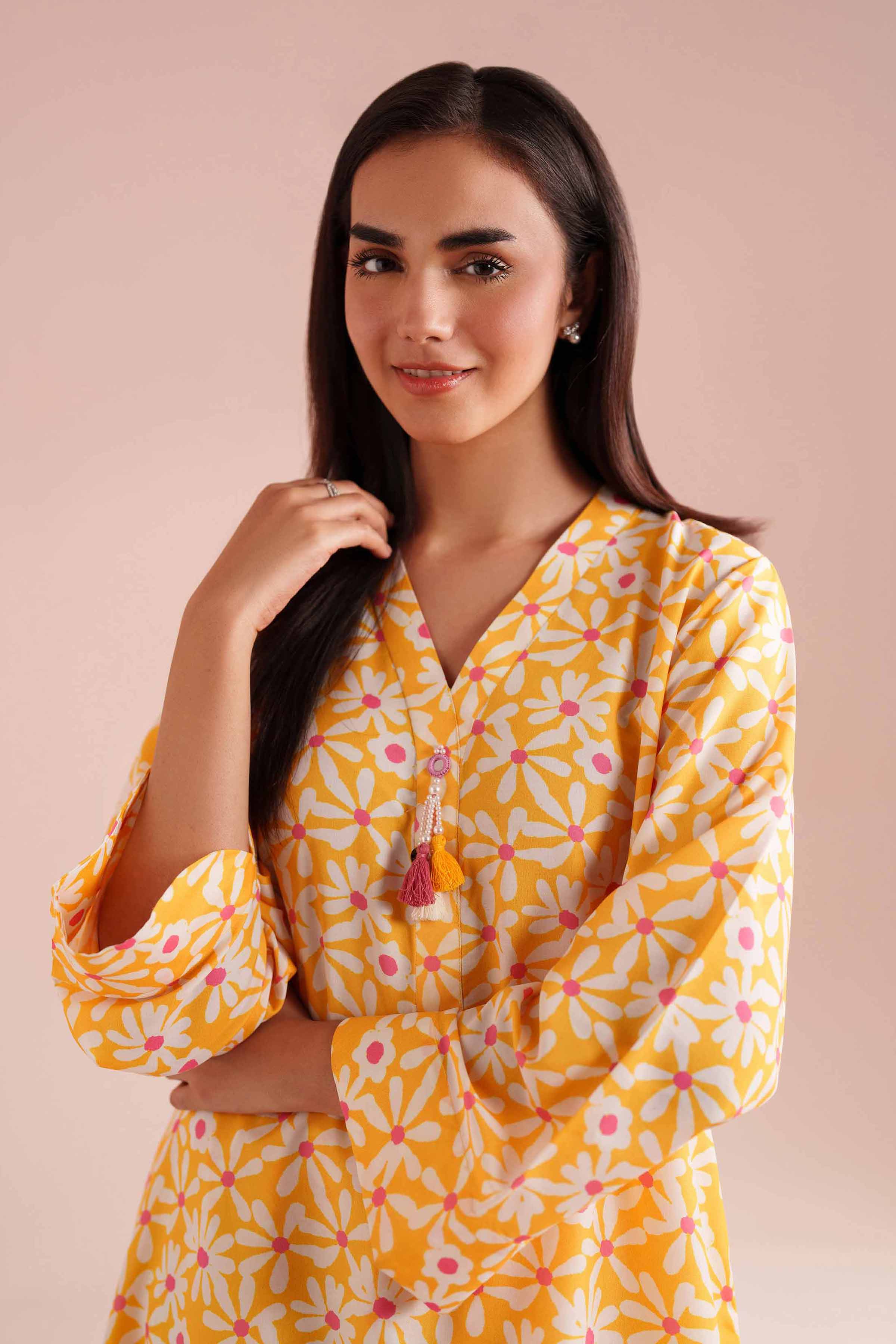 NishatUK - Yellow Printed Lawn 2-piece ready to wear Dress