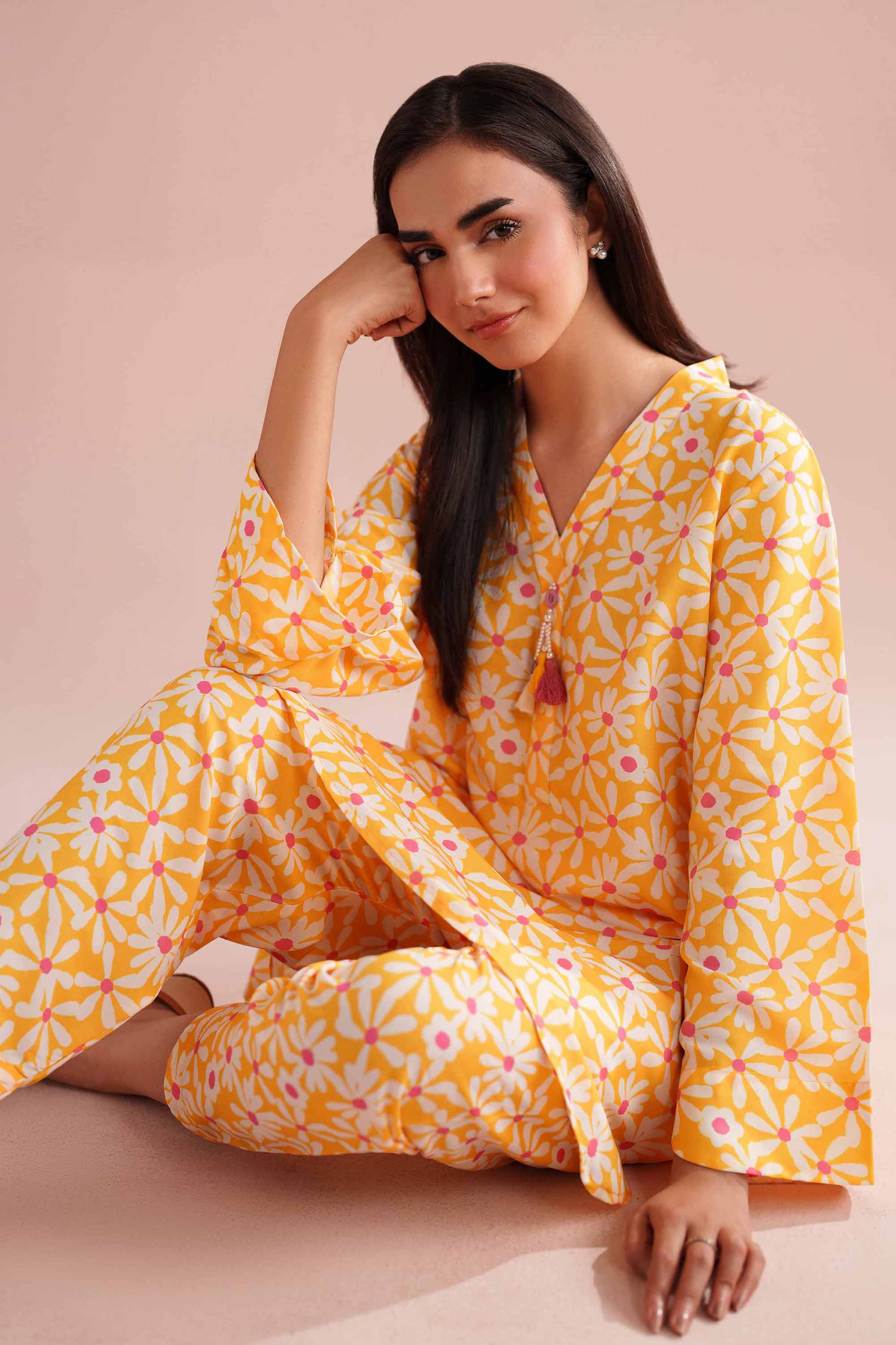 NishatUK - Yellow Printed Lawn 2-piece ready to wear Dress