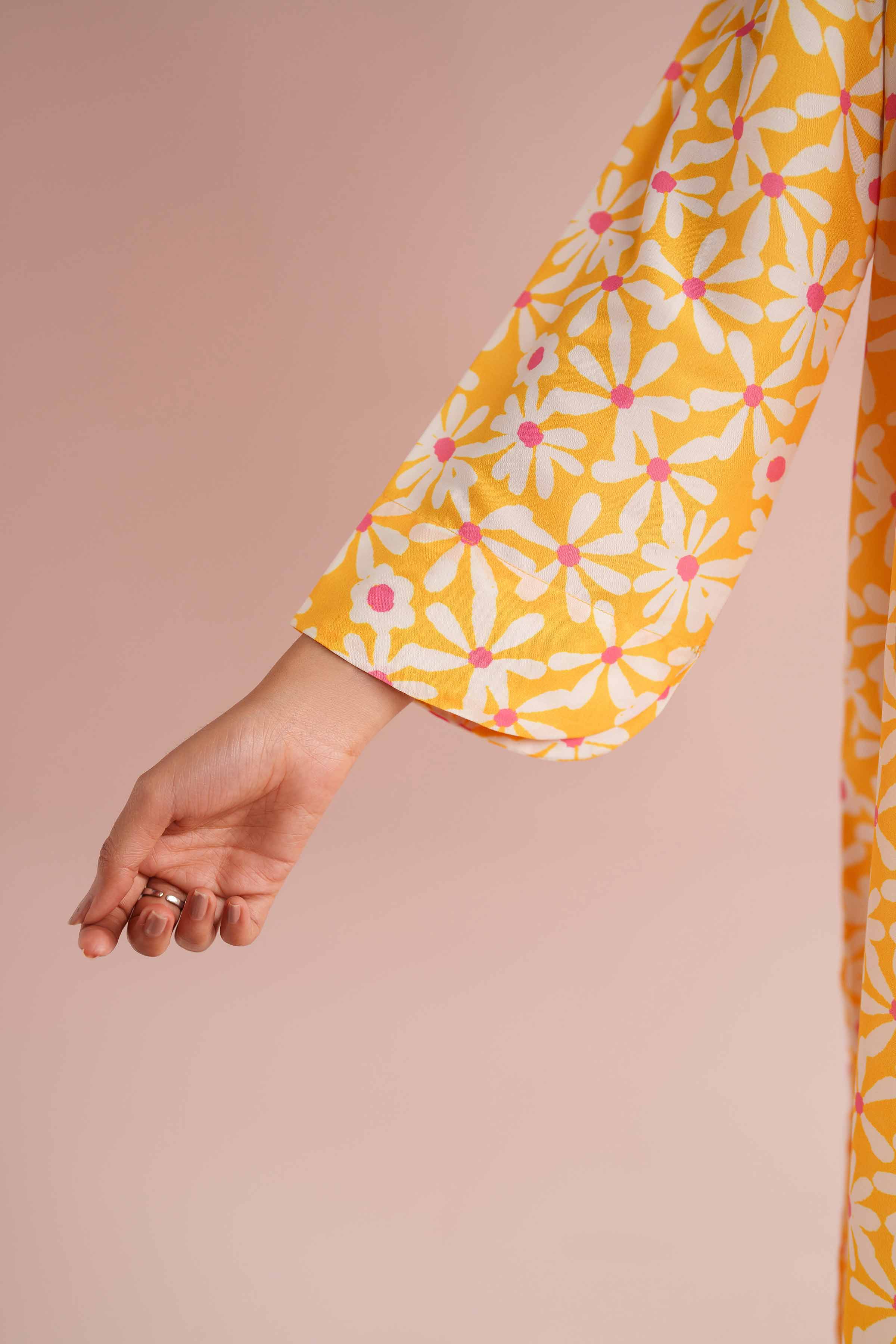 NishatUK - Yellow Printed Lawn 2-piece ready to wear Dress