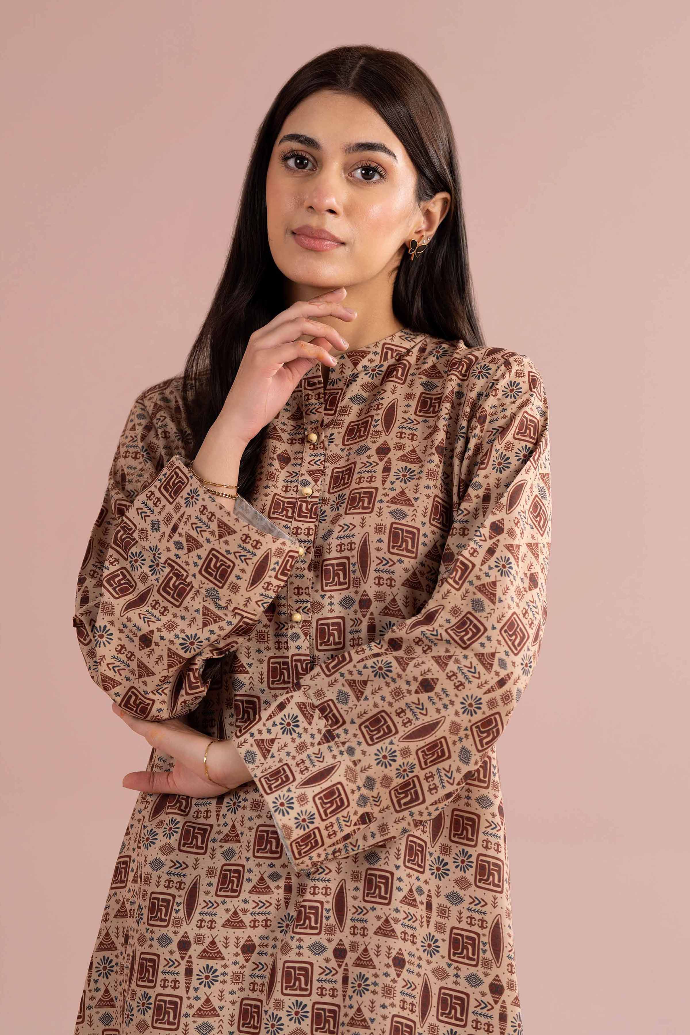 NishatUK - Brown Printed Lawn ready to wear Dress