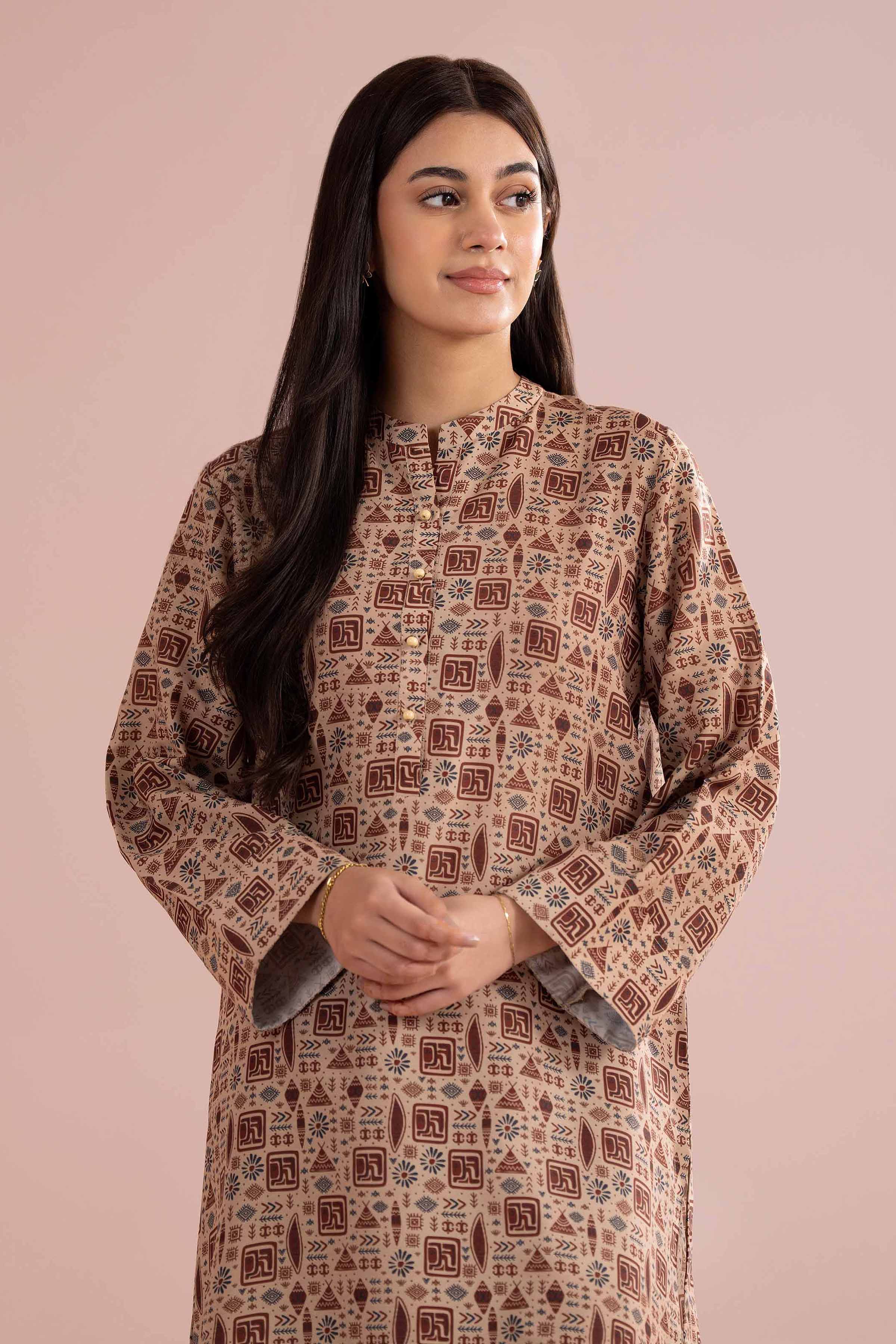 NishatUK - Brown Printed Lawn ready to wear Dress