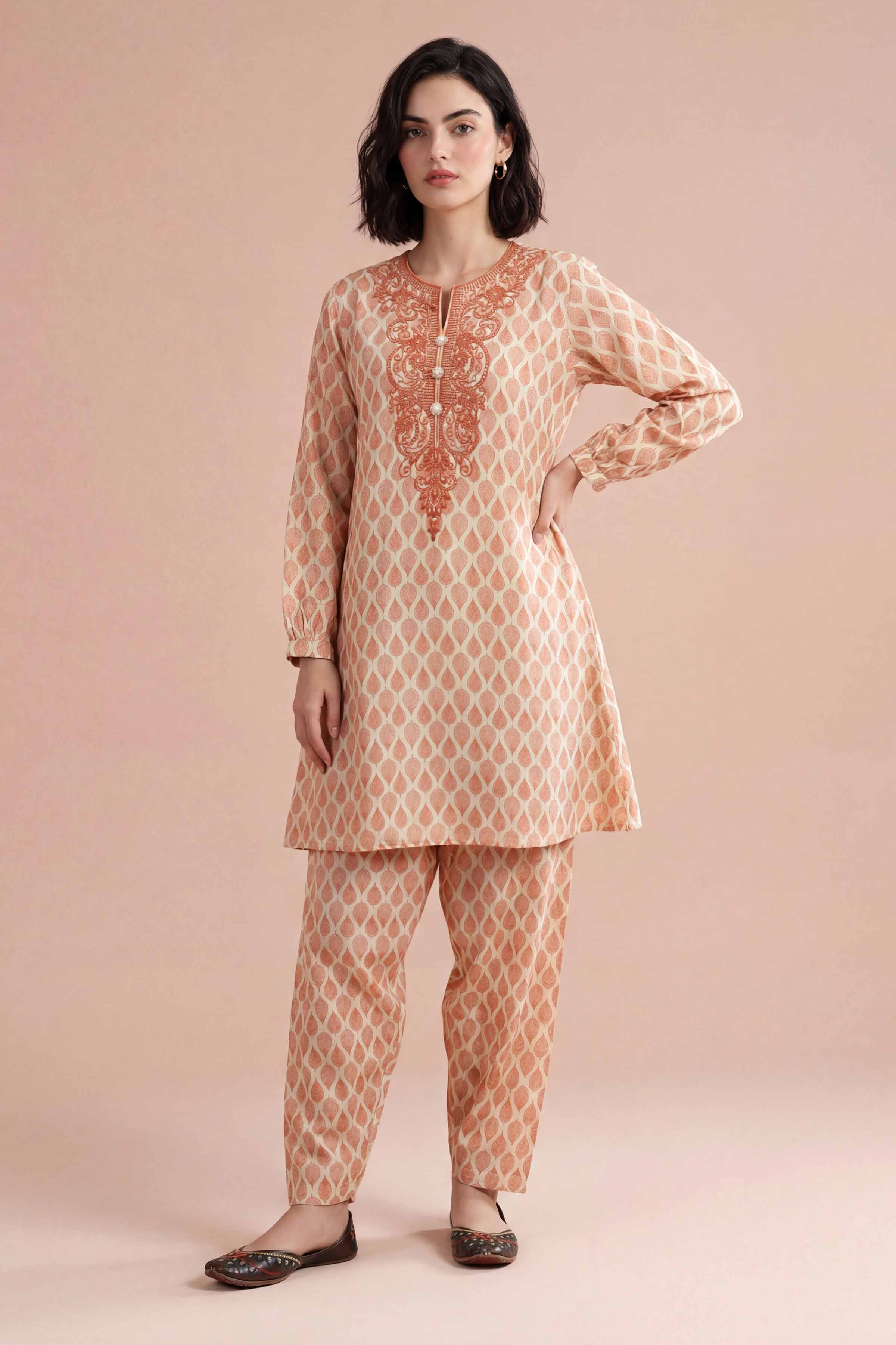 NishatUK - Off White Embroidered Lawn 2-piece ready to wear Dress