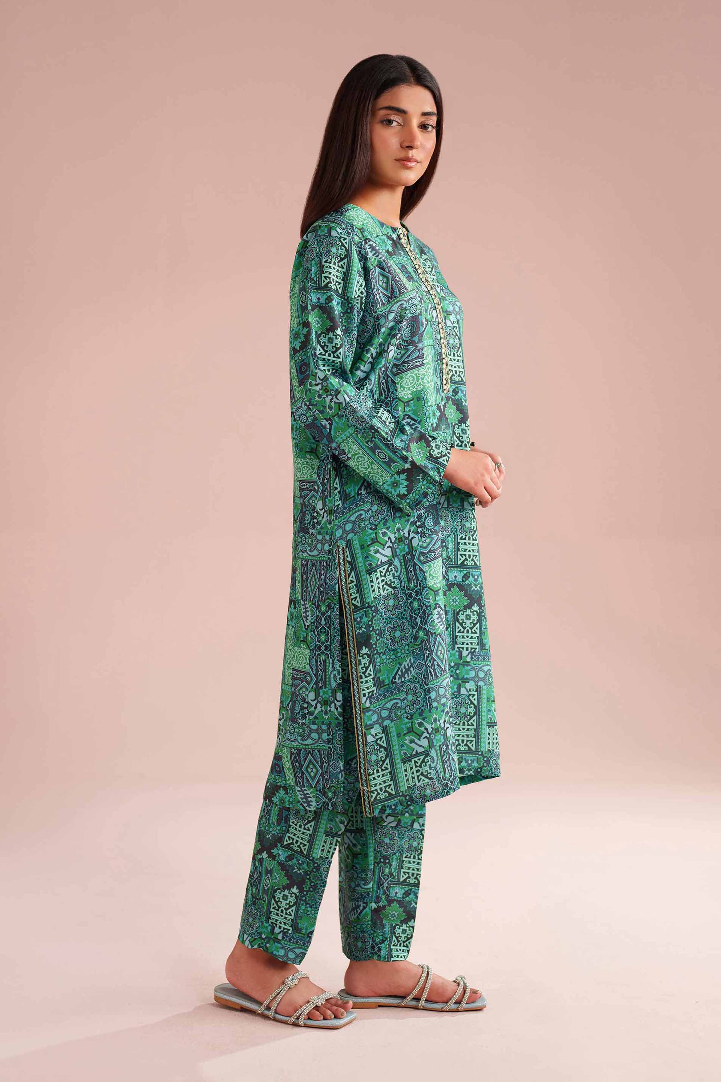 NishatUK - Green Embroidered Lawn 2-piece ready to wear Dress