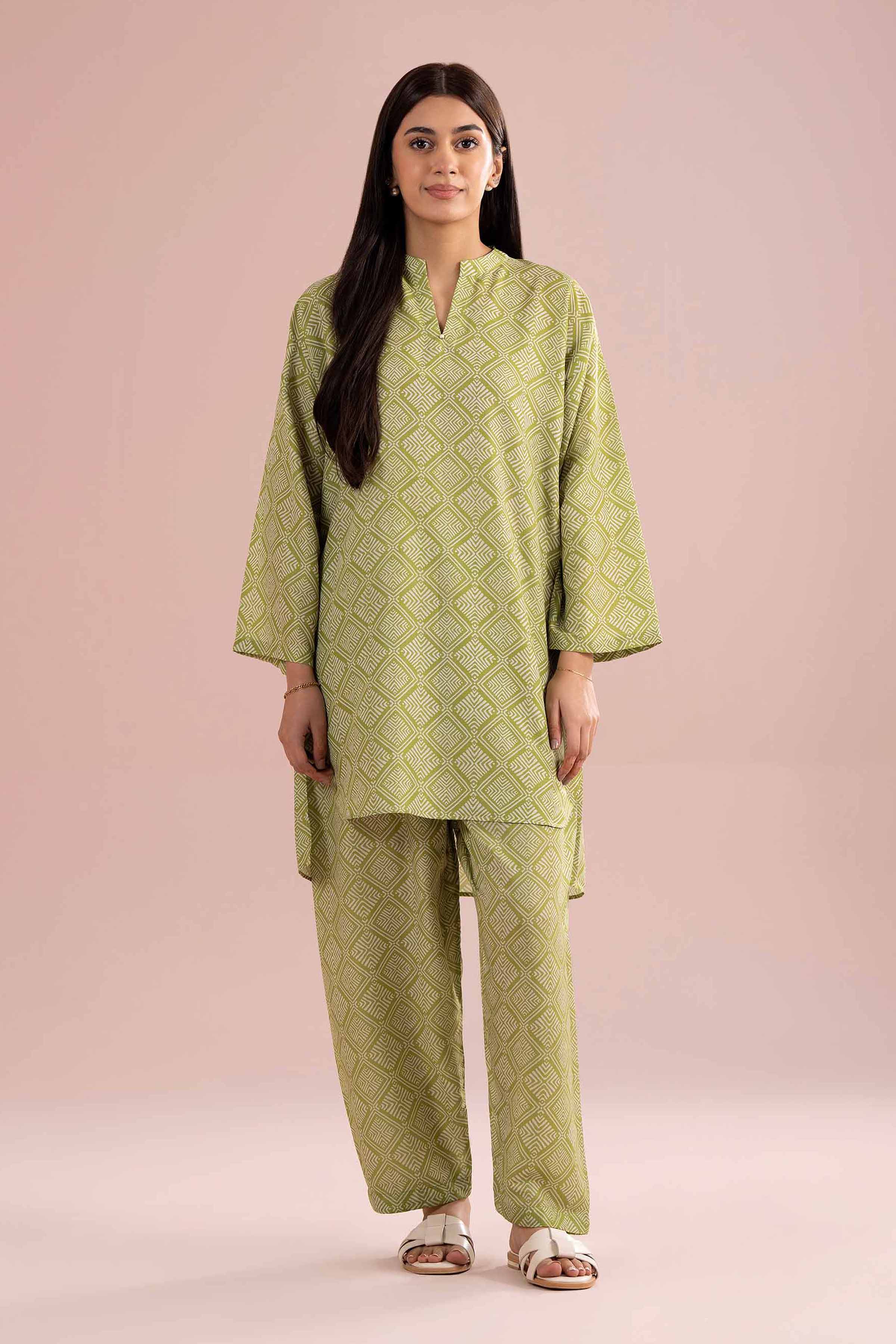 NishatUK - Green Printed Lawn ready to wear Dress
