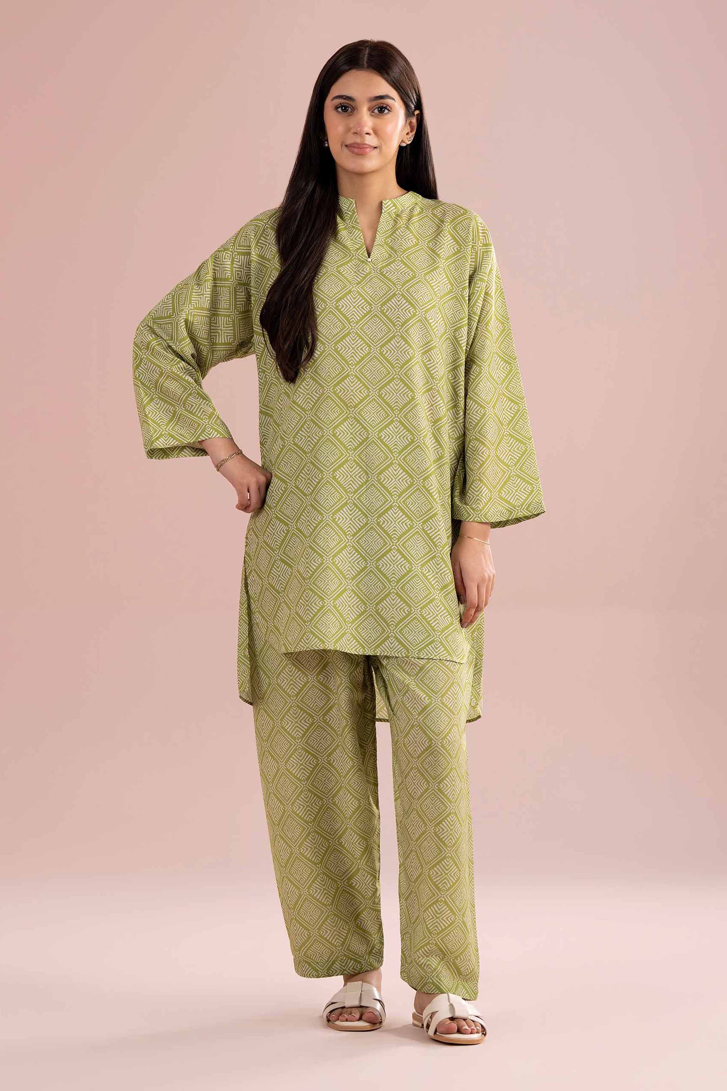 NishatUK - Green Printed Lawn ready to wear Dress