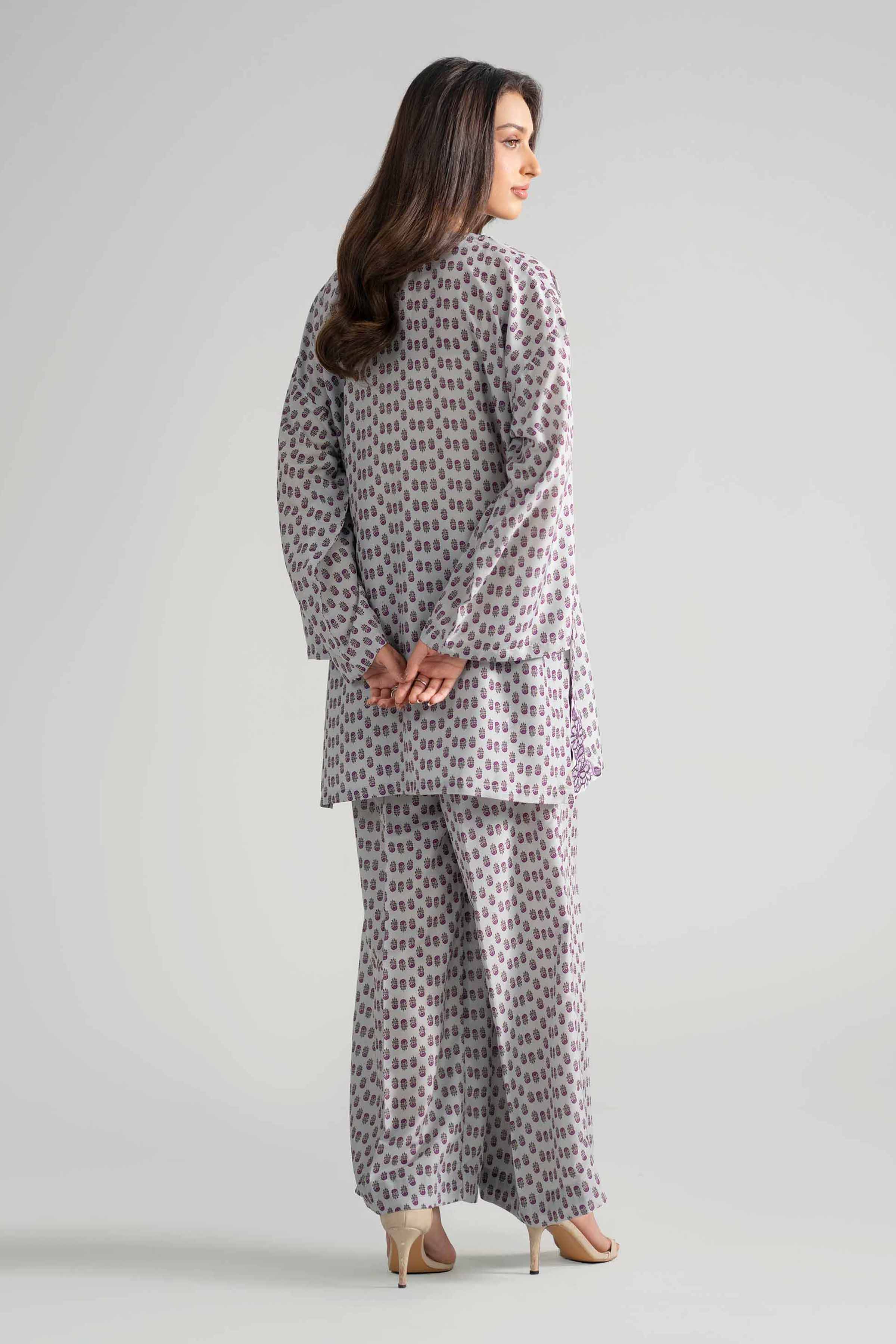 Nishat UK - Grey Printed Lawn 2-piece ready to wear Dress