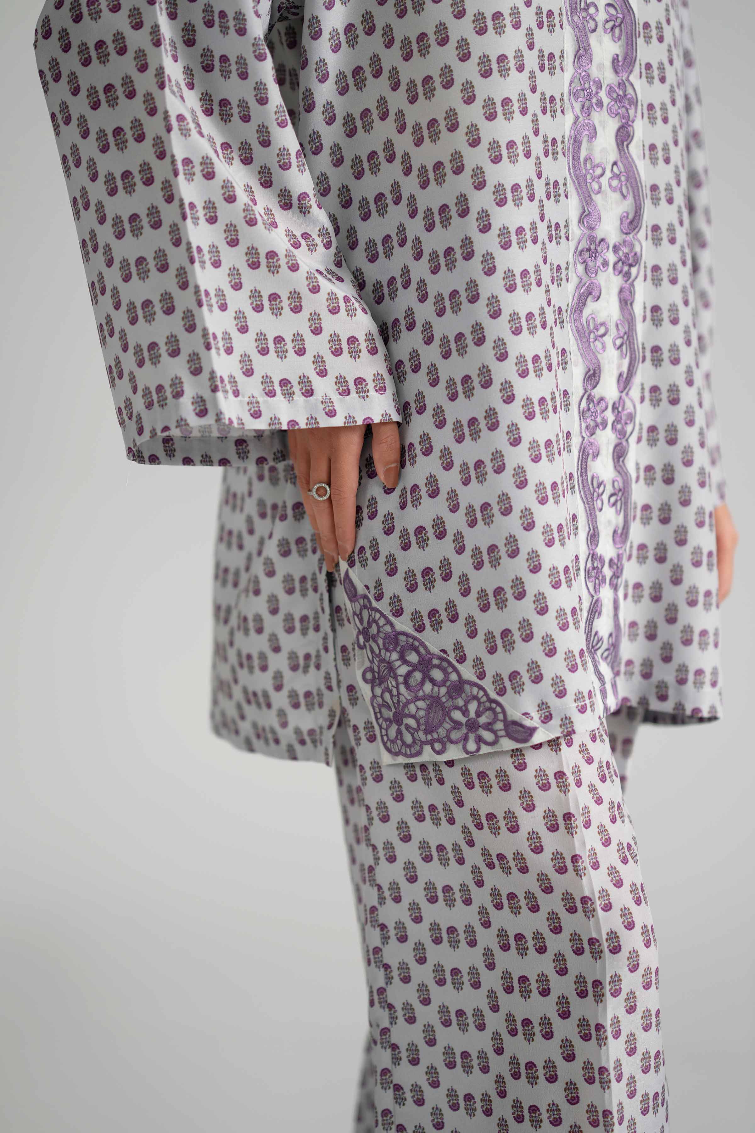Nishat UK - Grey Printed Lawn 2-piece ready to wear Dress
