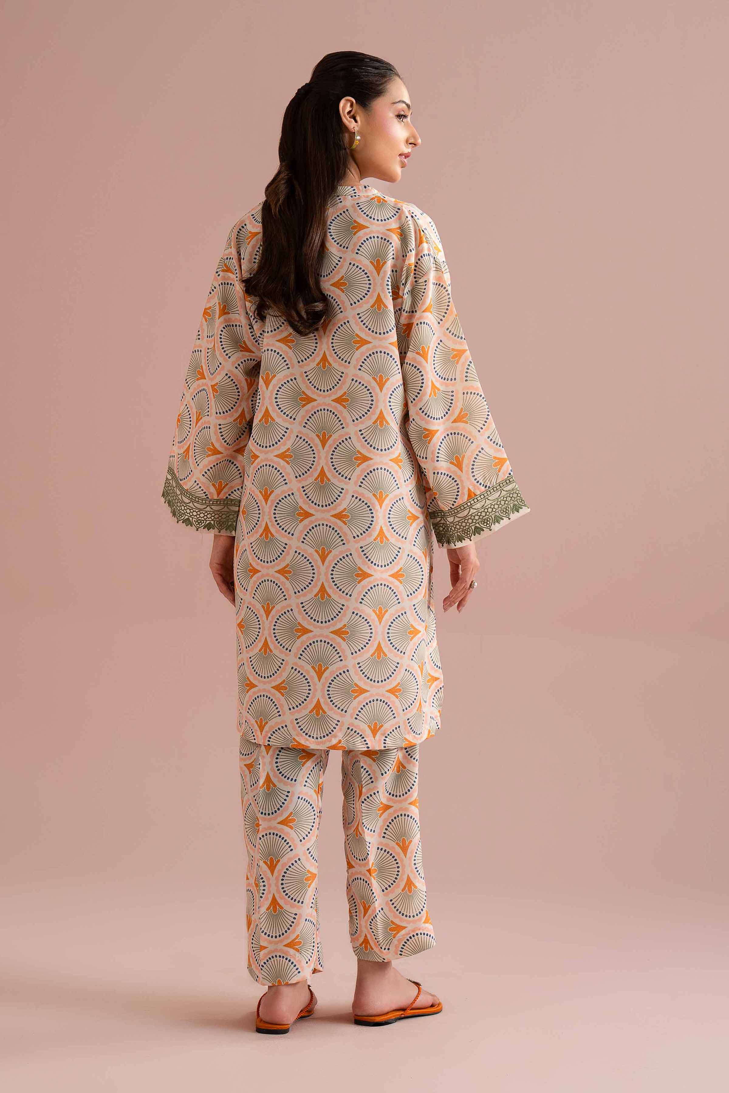 Nishat UK - Orange Embroidered Lawn 2-piece ready to wear Dress