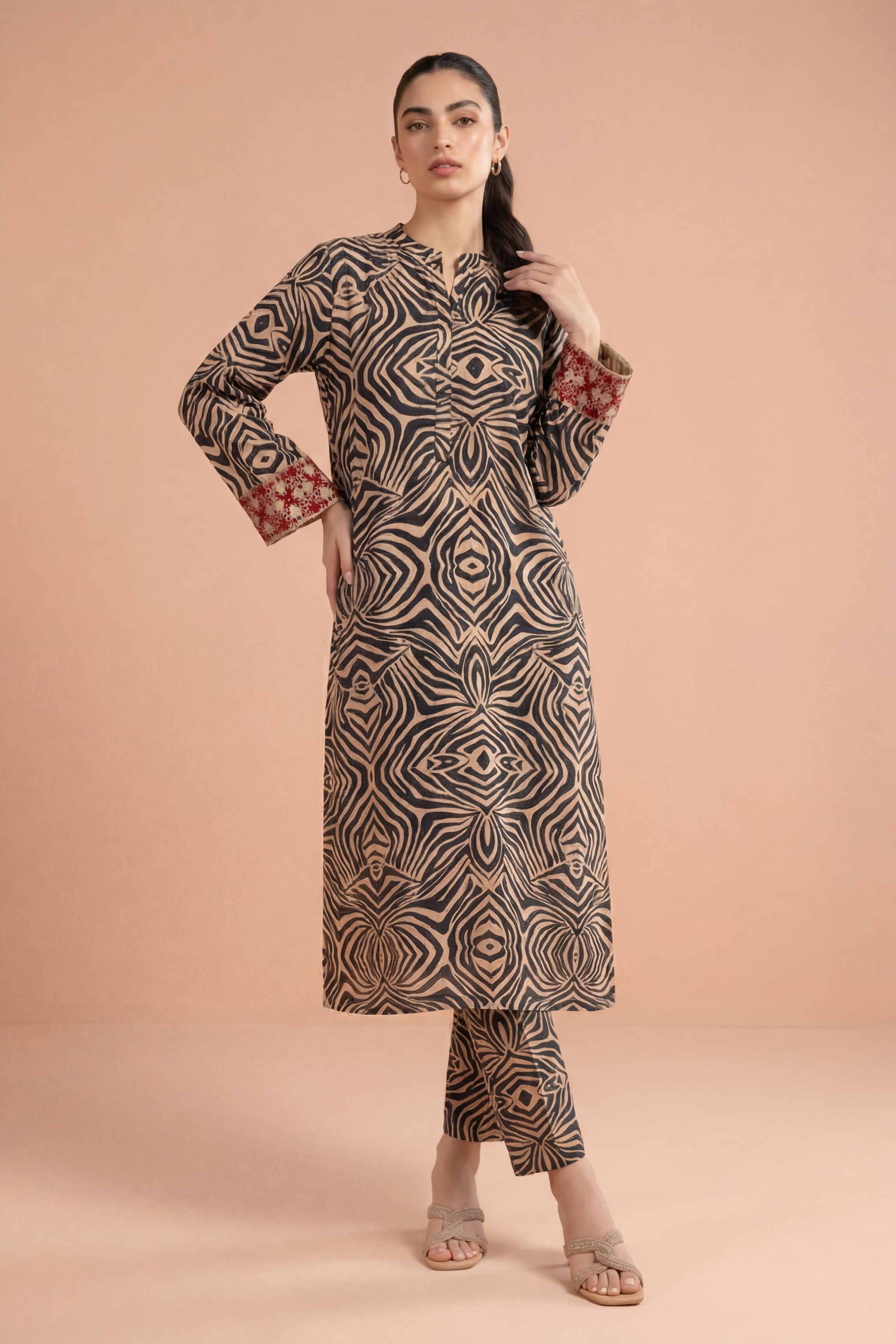 NishatUK - Beige Embroidered Lawn 2-piece ready to wear Dress