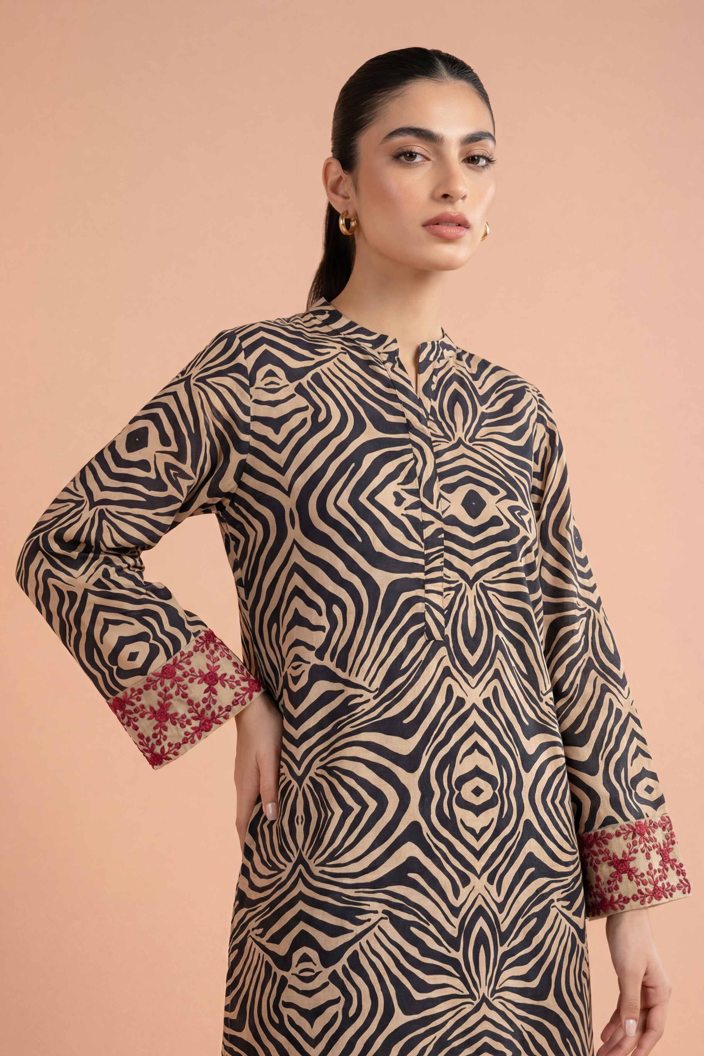 NishatUK - Beige Embroidered Lawn 2-piece ready to wear Dress