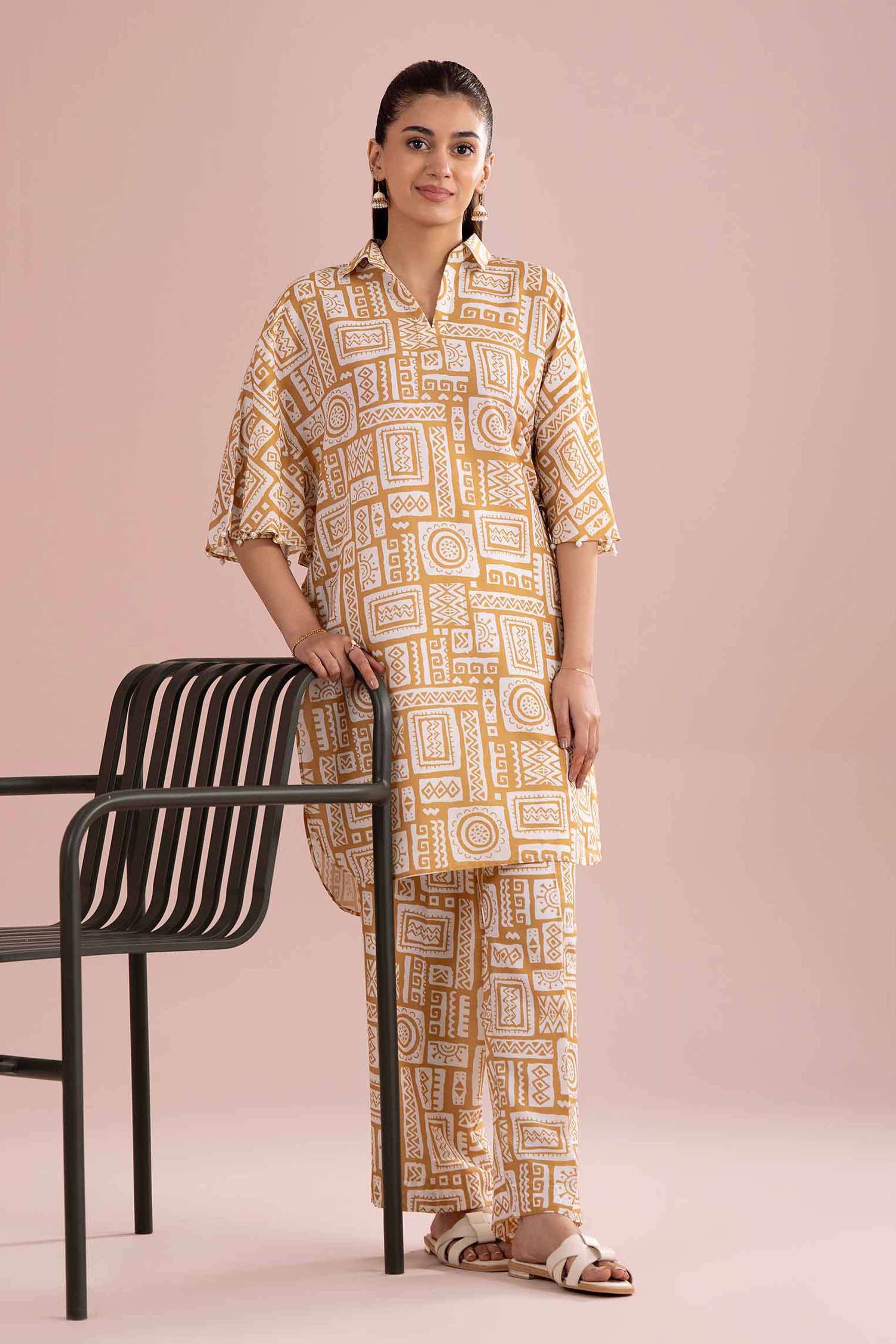 NishatUK - Yellow Printed Lawn ready to wear Dress