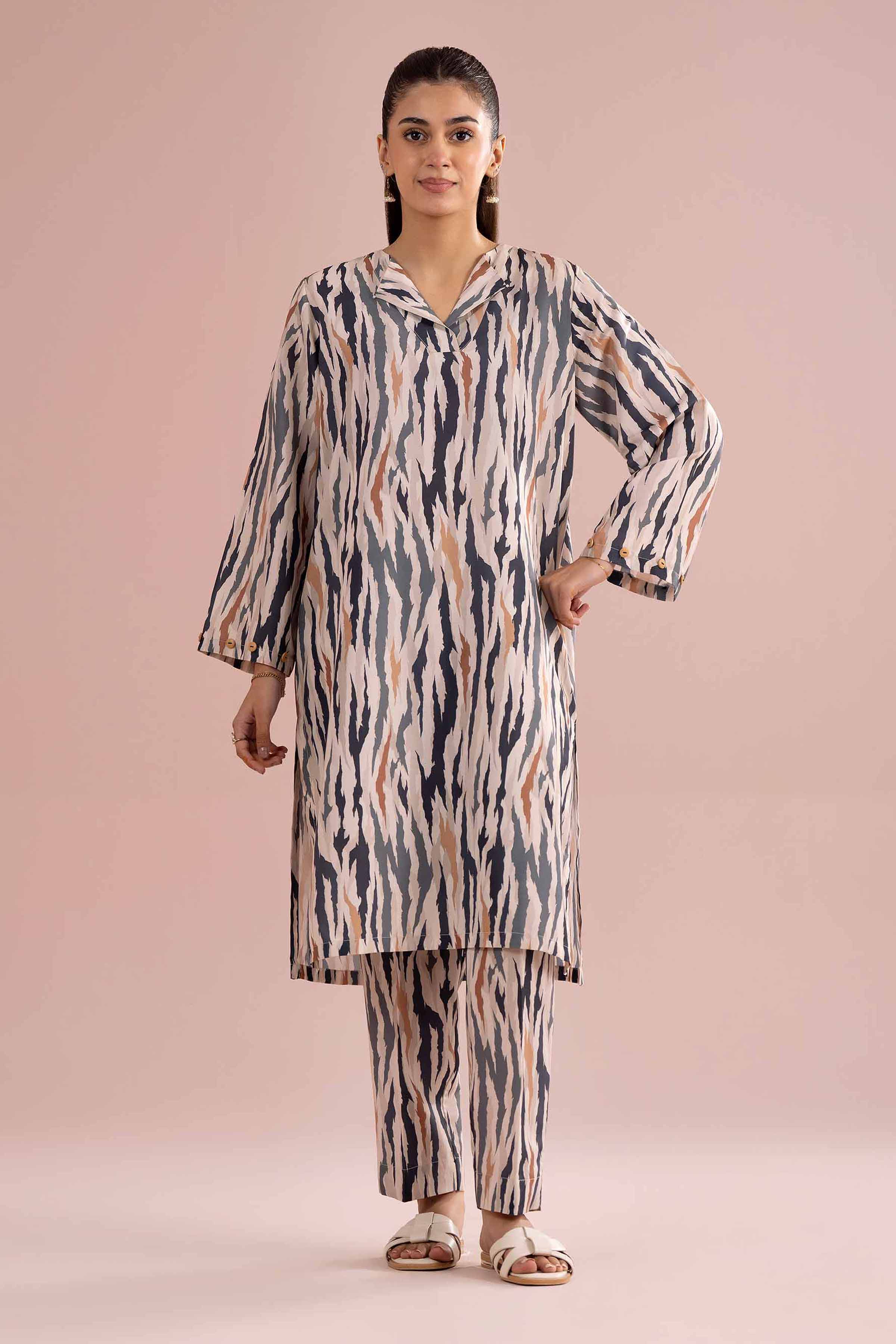 NishatUK - Off White Printed Lawn ready to wear Dress